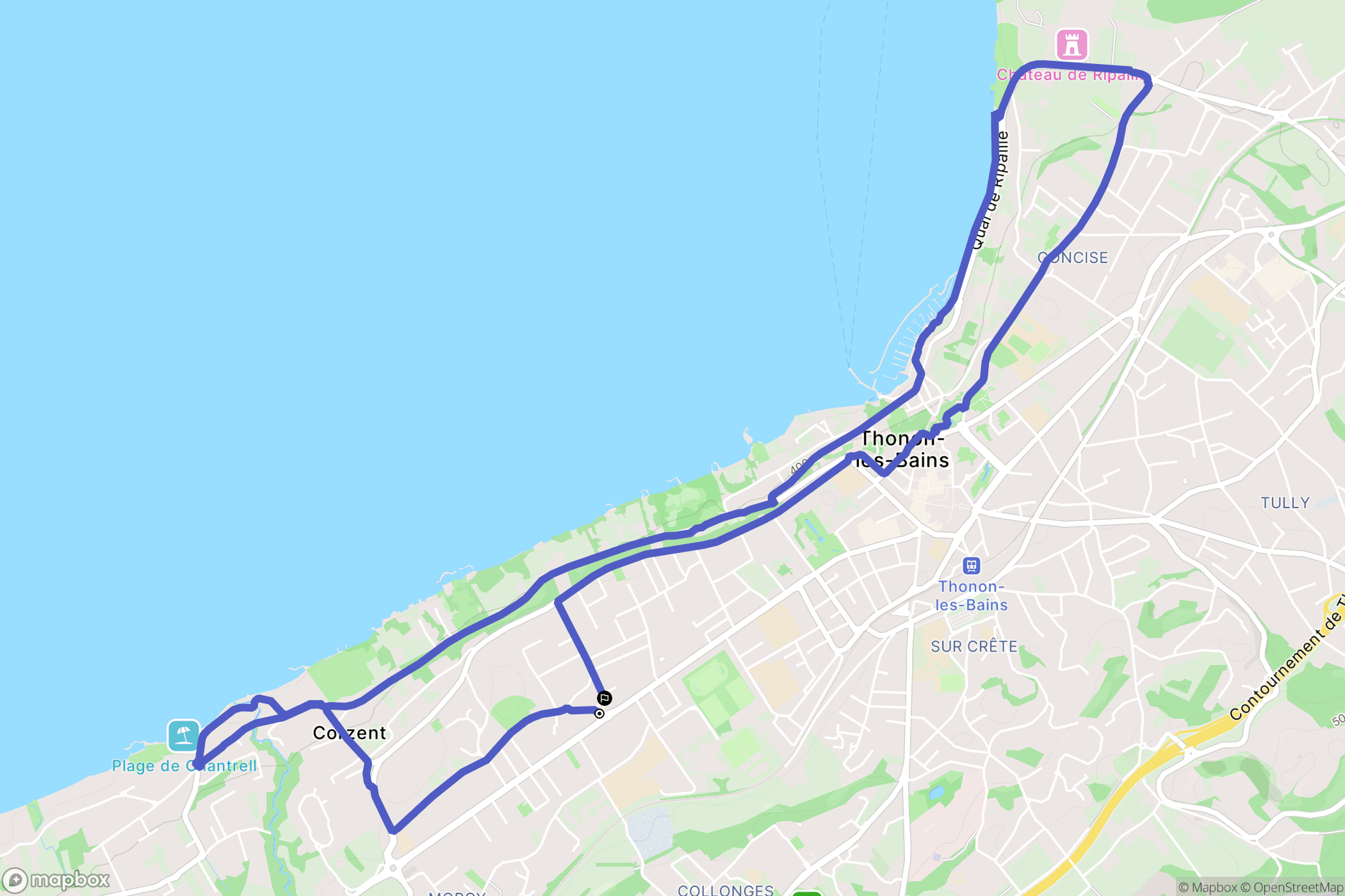 Thonon-les-Bains : carte du parcours de randonnée - France