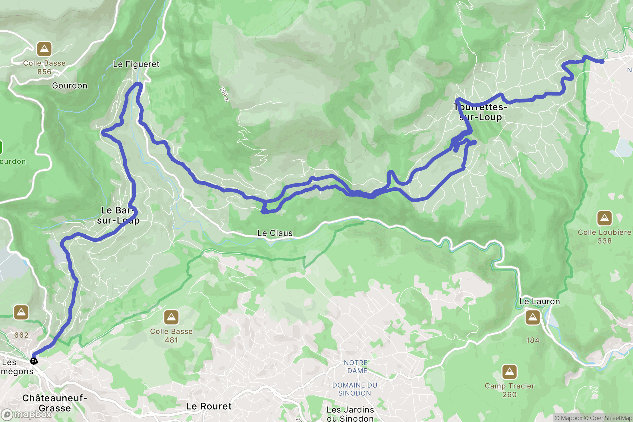 Châteauneuf-Grasse : carte du parcours de randonnée - France