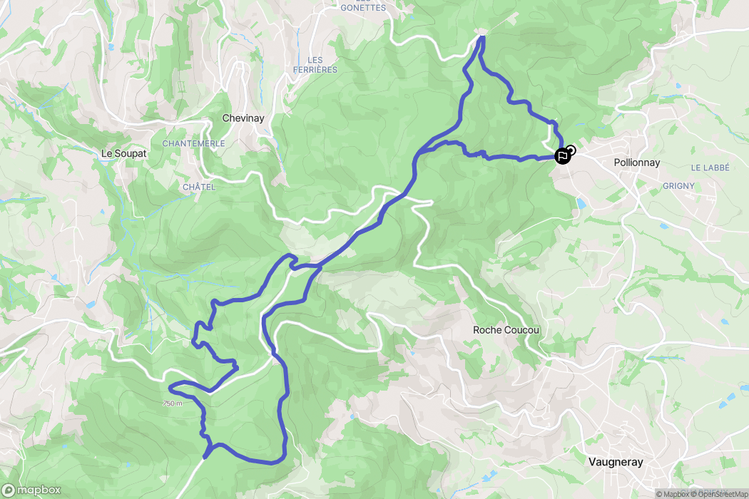 Pollionnay : carte du parcours de randonnée - France