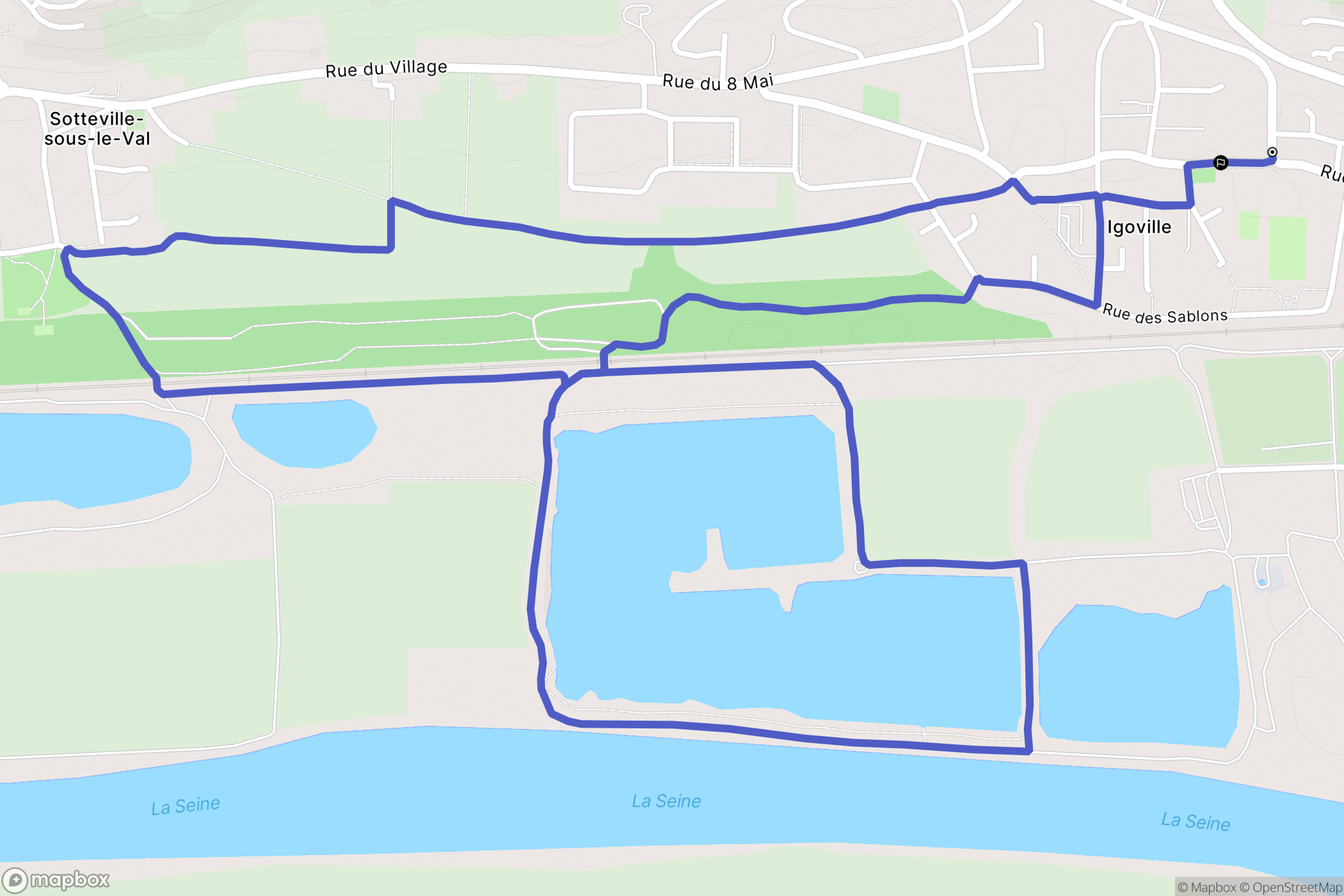 Igoville : carte du parcours de randonnée - France