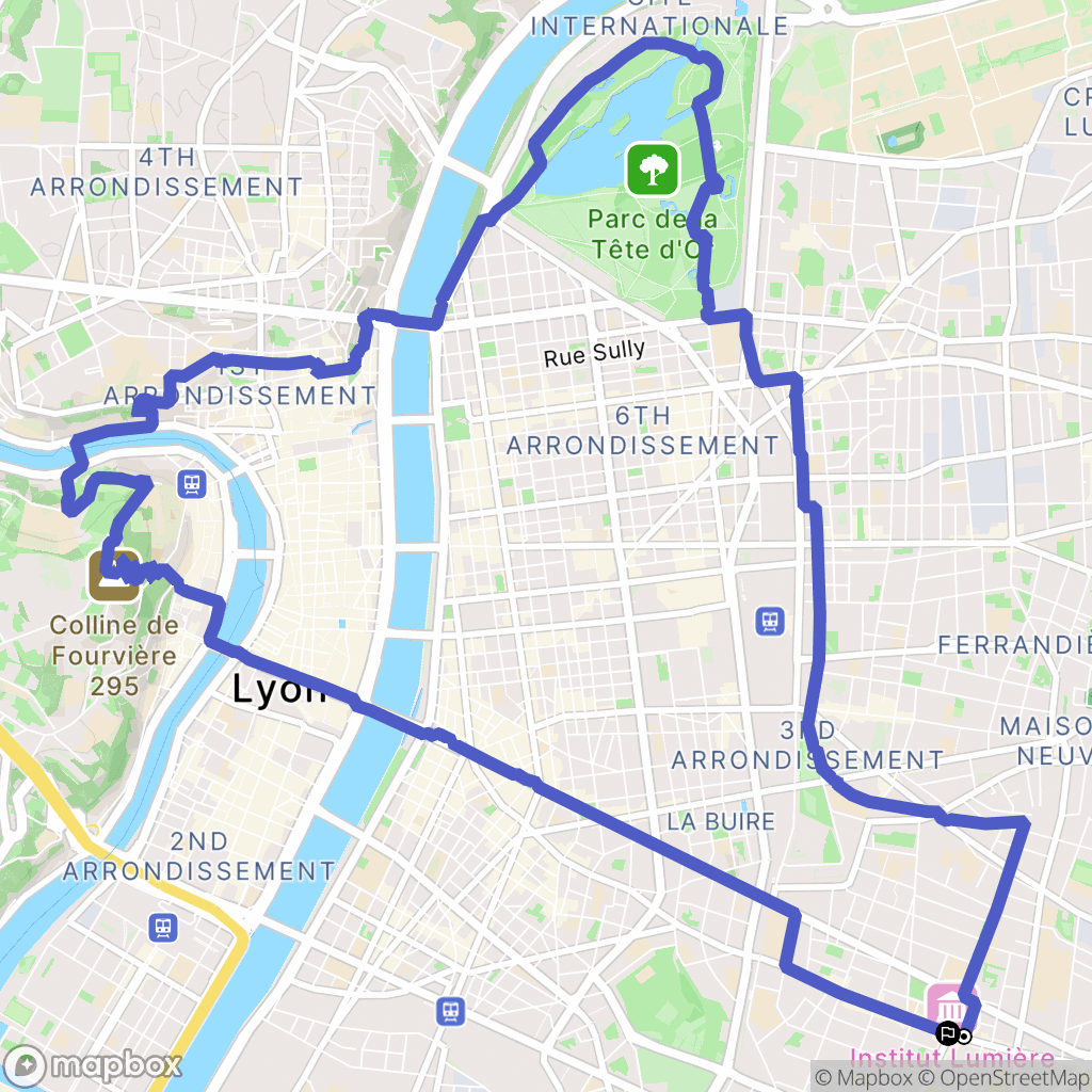 Lyon : carte du parcours de randonnée - France
