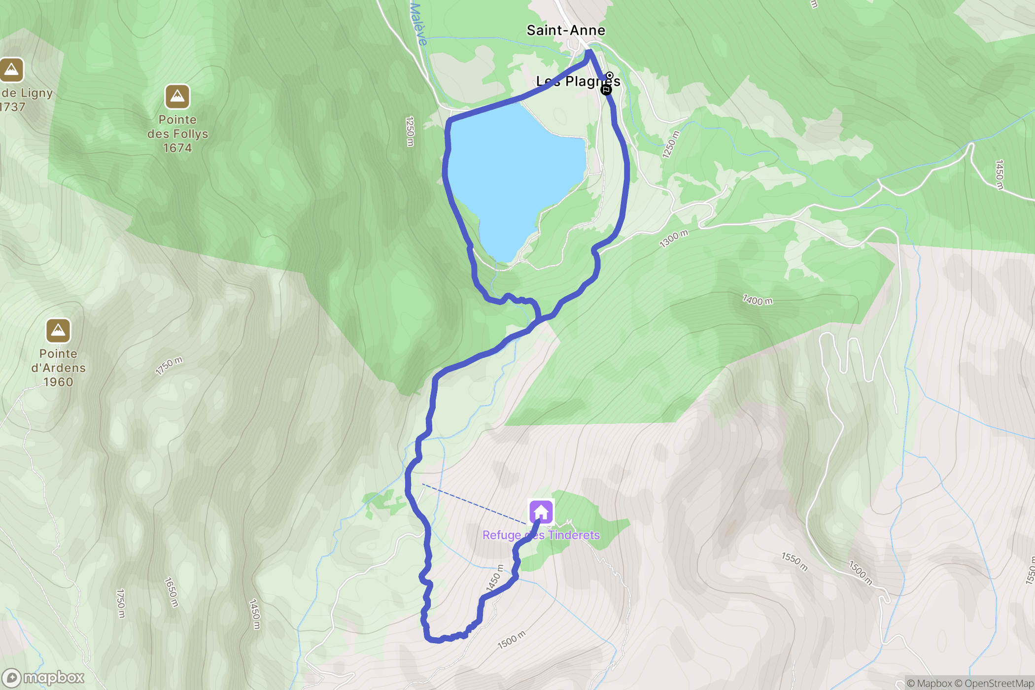 Abondance : carte du parcours de randonnée - France