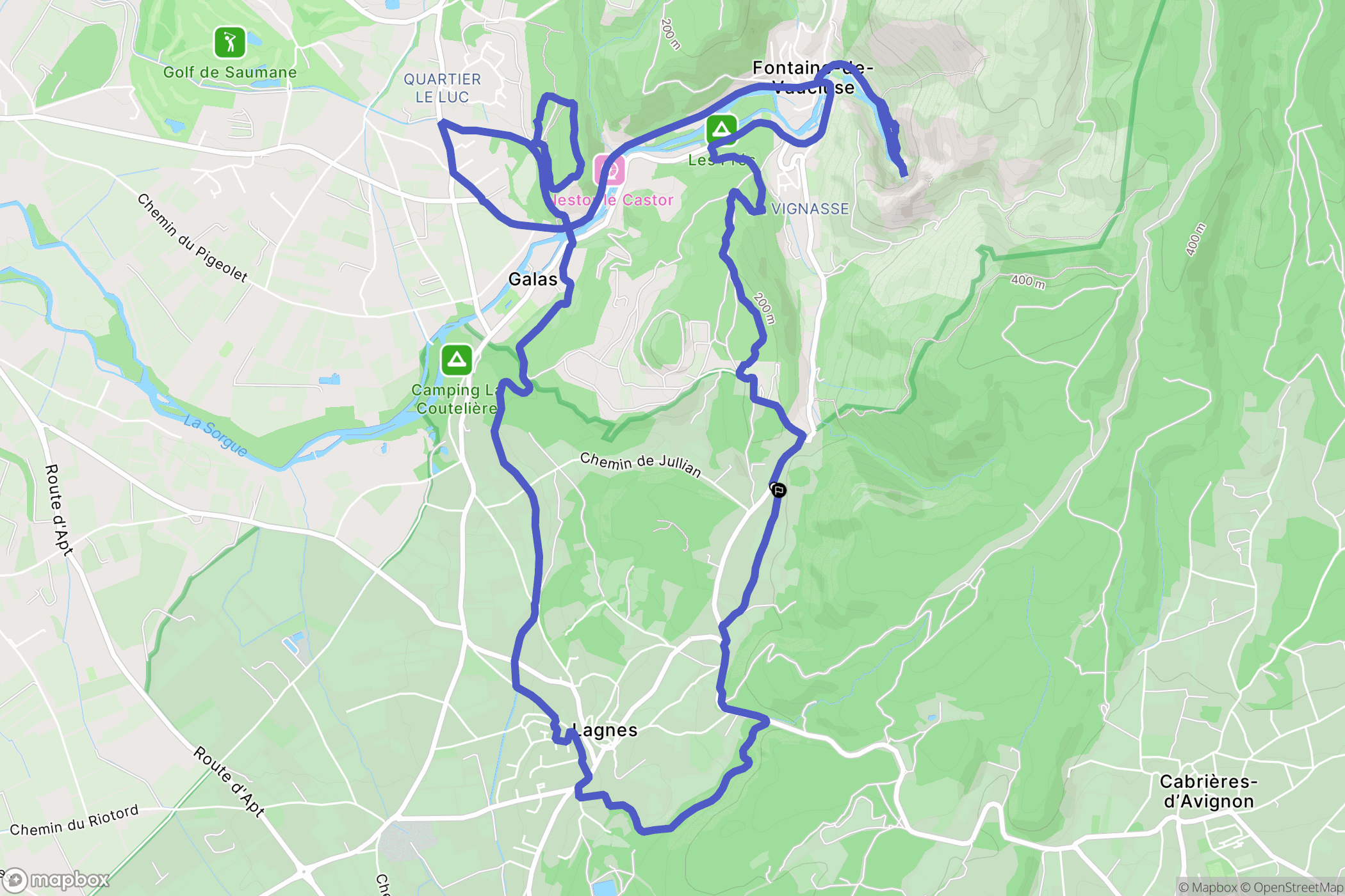 Lagnes : carte du parcours de randonnée - France