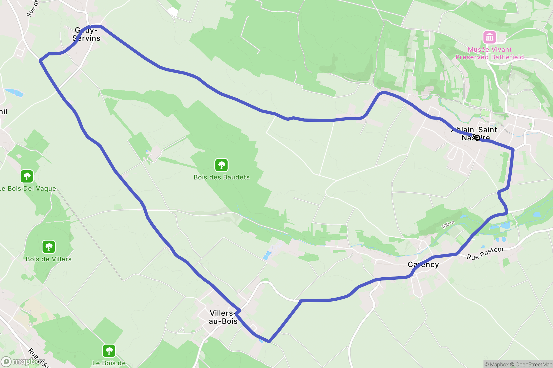 Ablain-Saint-Nazaire : carte du parcours de randonnée - France