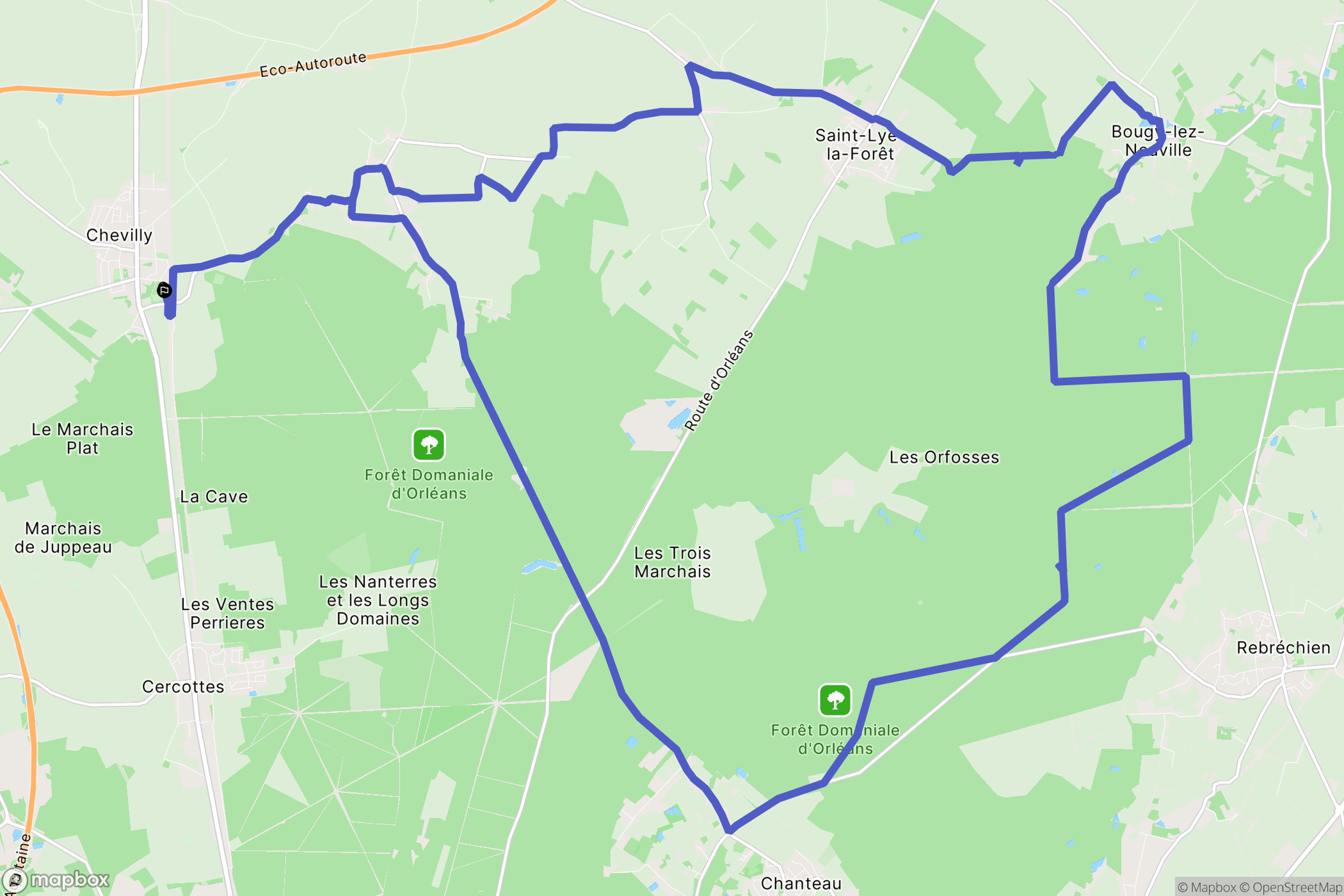 Chevilly : carte du parcours de randonnée - France