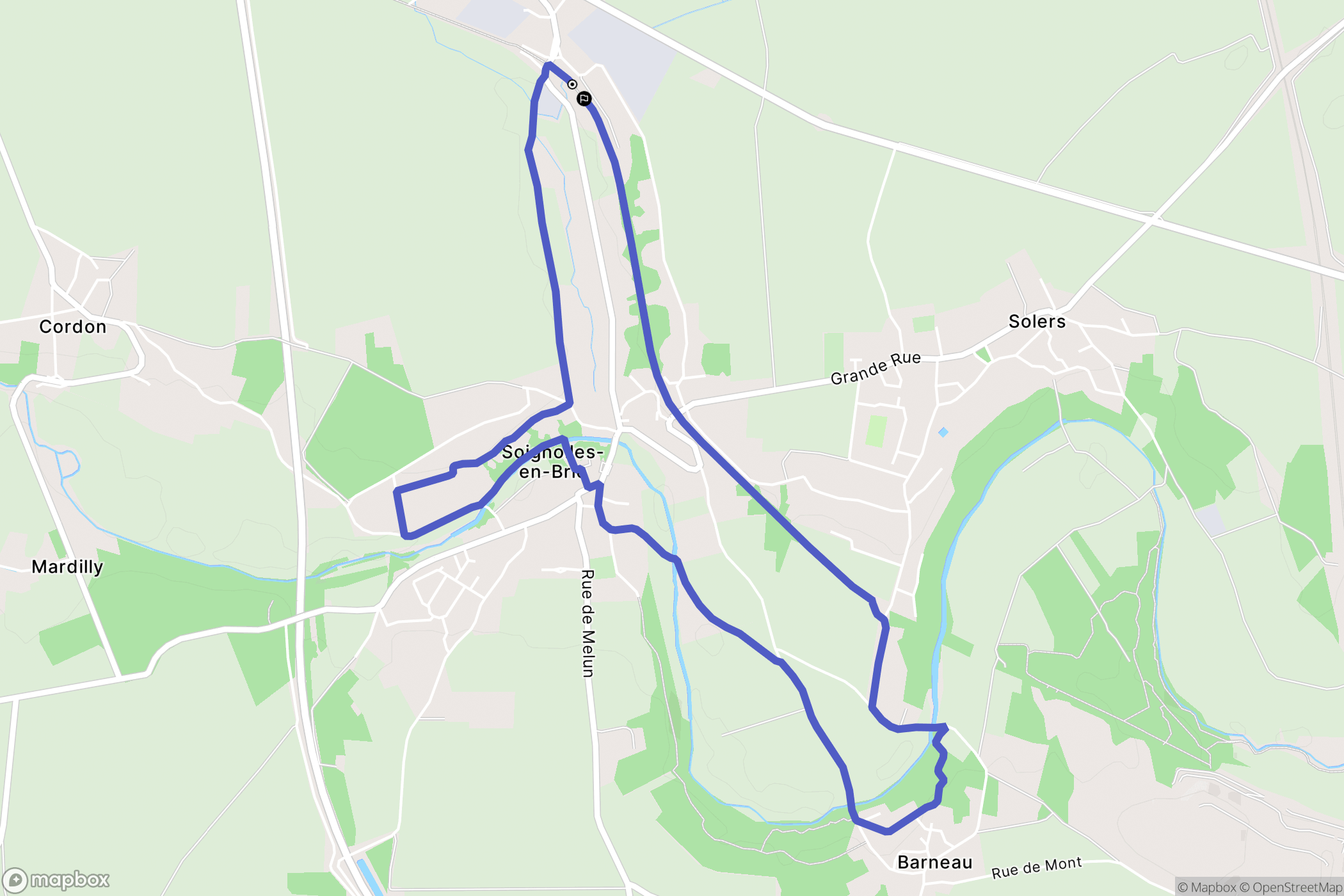 Coubert : carte du parcours de randonnée - France