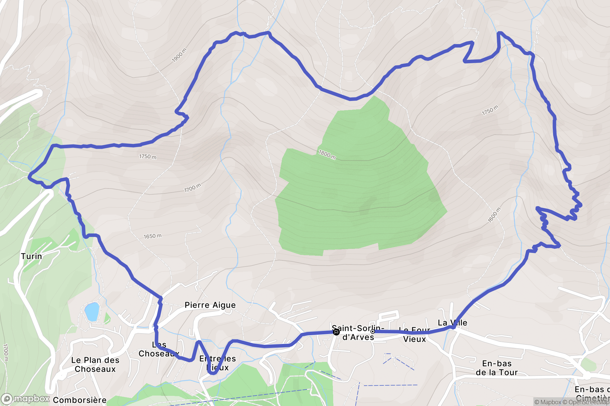 Saint-Sorlin-d'Arves : carte du parcours de randonnée - France