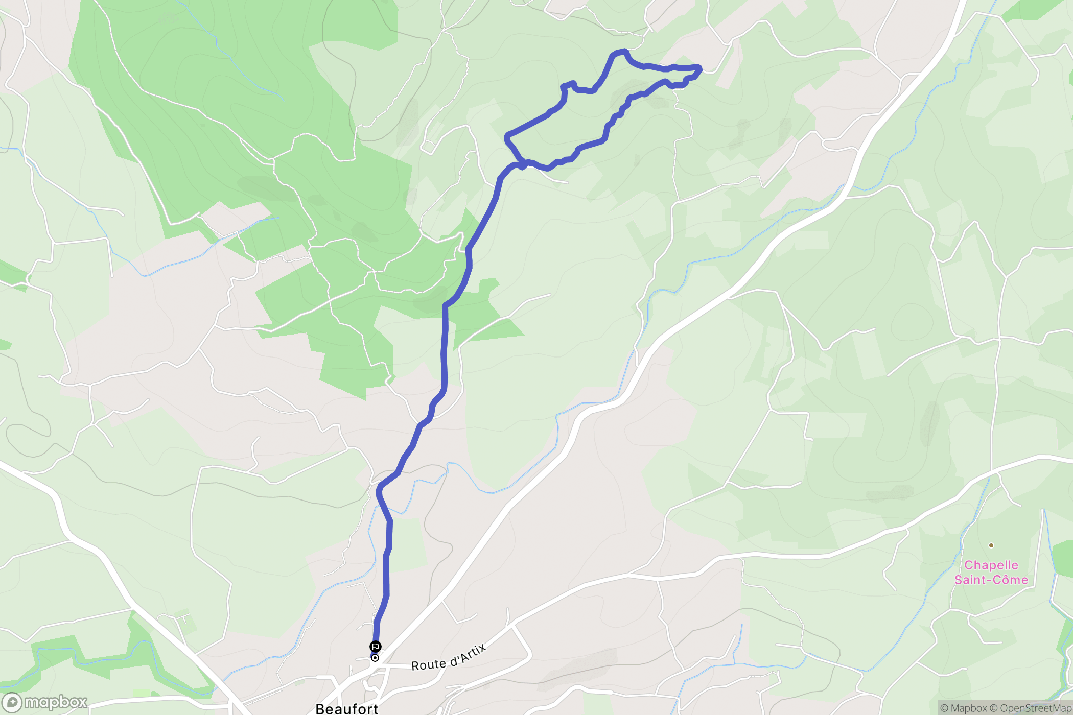 Beaufort : carte du parcours de randonnée - France