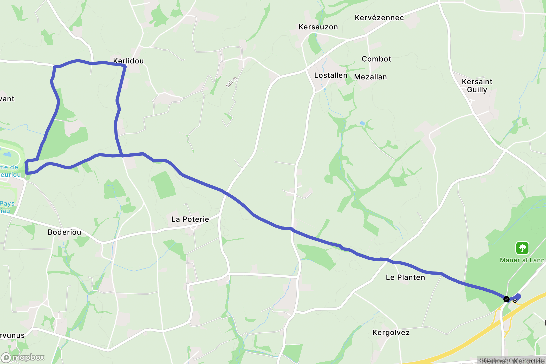 Guiclan : carte du parcours de randonnée - France