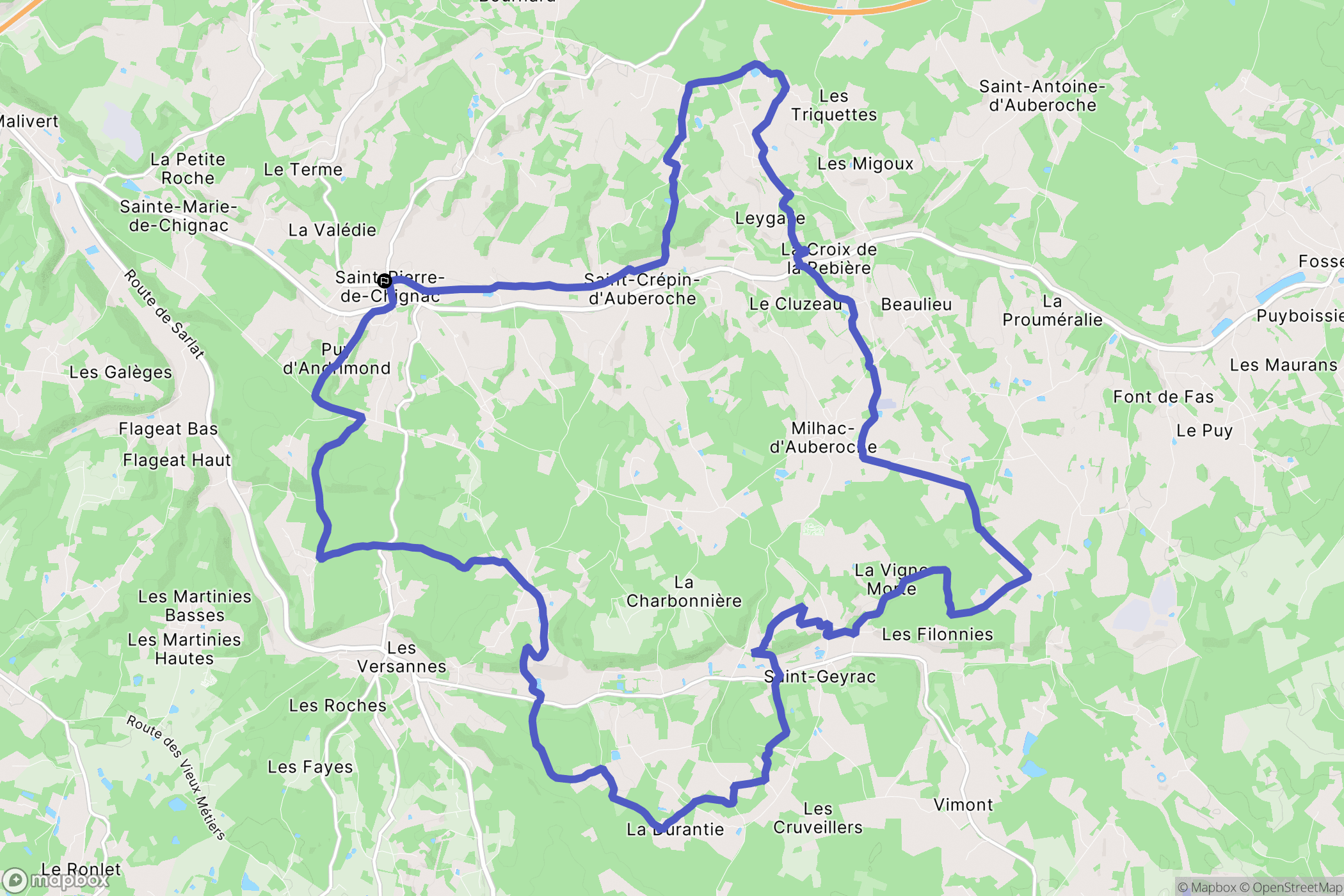 Saint-Pierre-de-Chignac : carte du parcours de randonnée - France