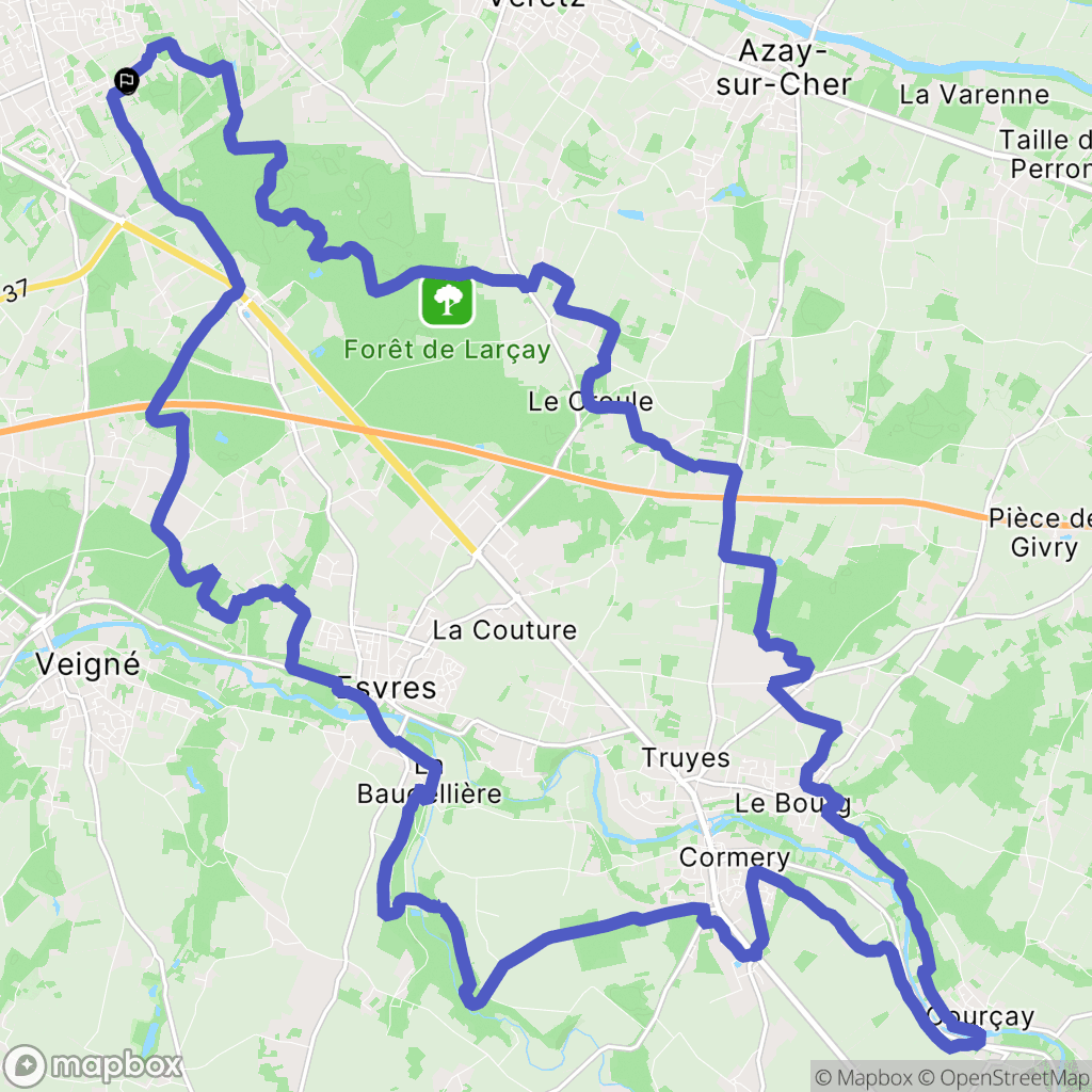Saint-Avertin : carte du parcours de randonnée - France