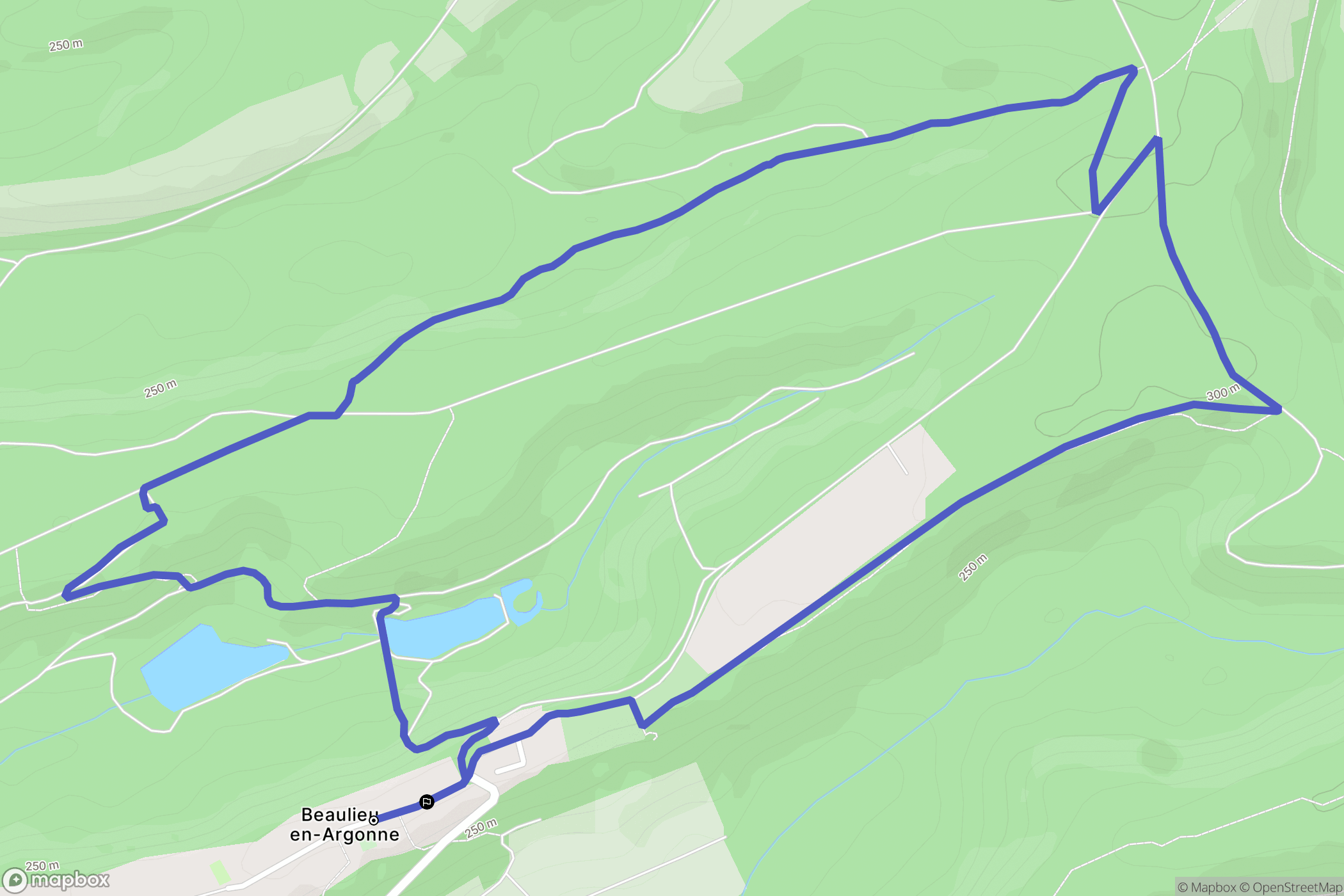 Beaulieu-en-Argonne : carte du parcours de randonnée - France