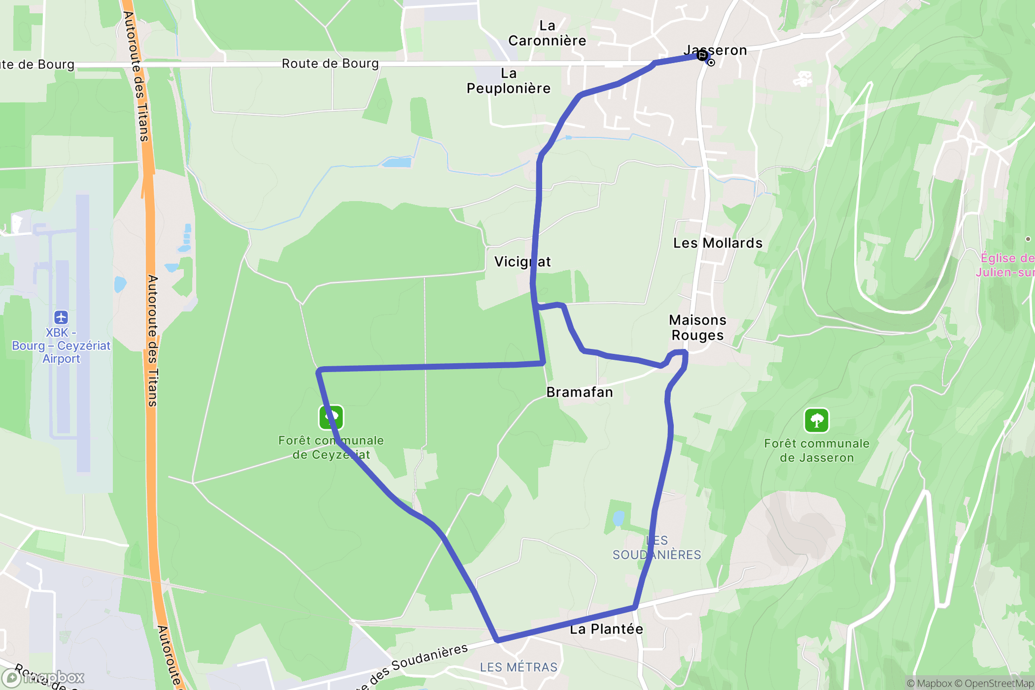 Jasseron : carte du parcours de randonnée - France