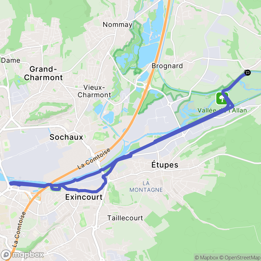 Allenjoie : carte du parcours de randonnée - France