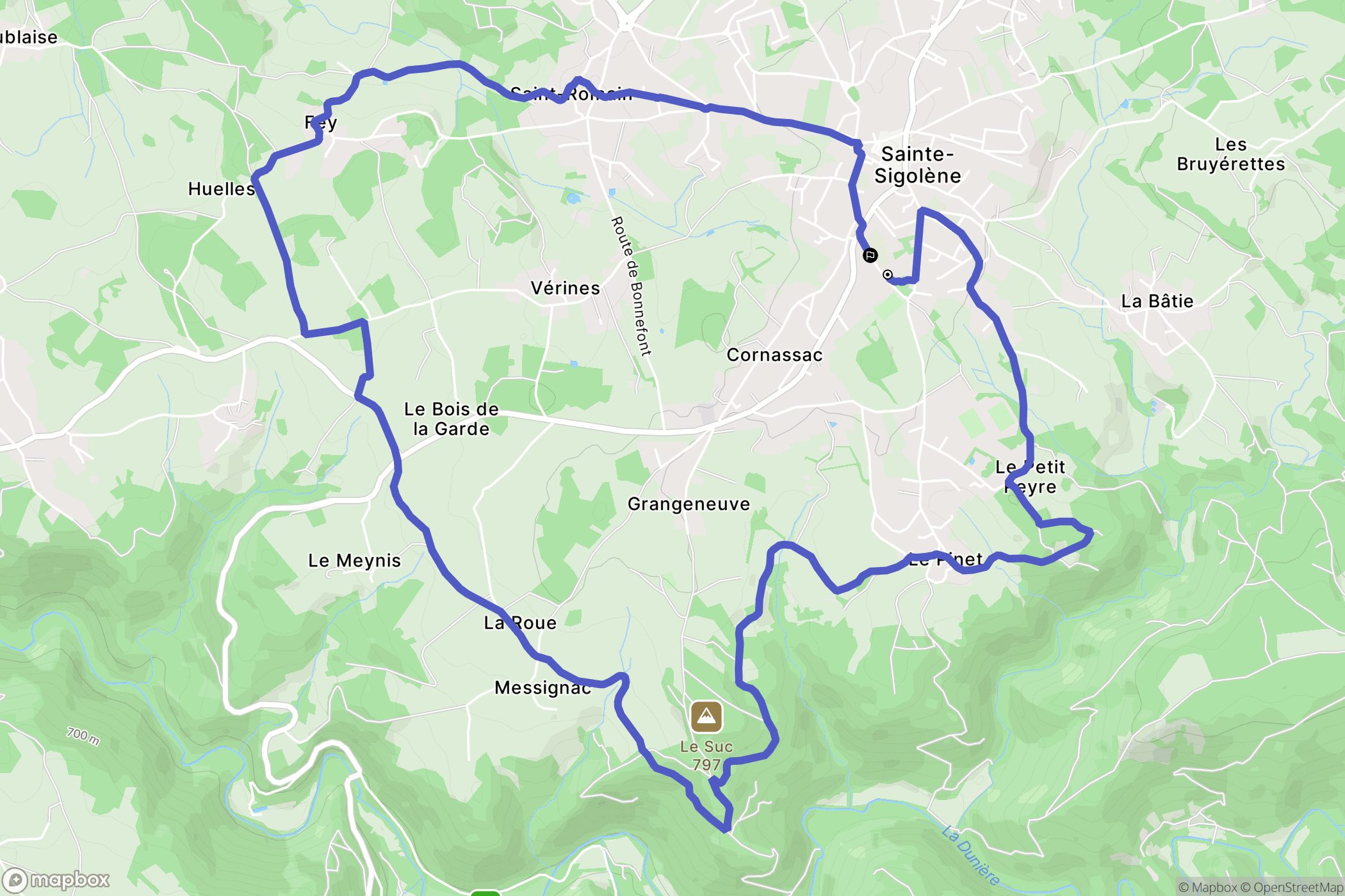 Sainte-Sigolène : carte du parcours de randonnée - France