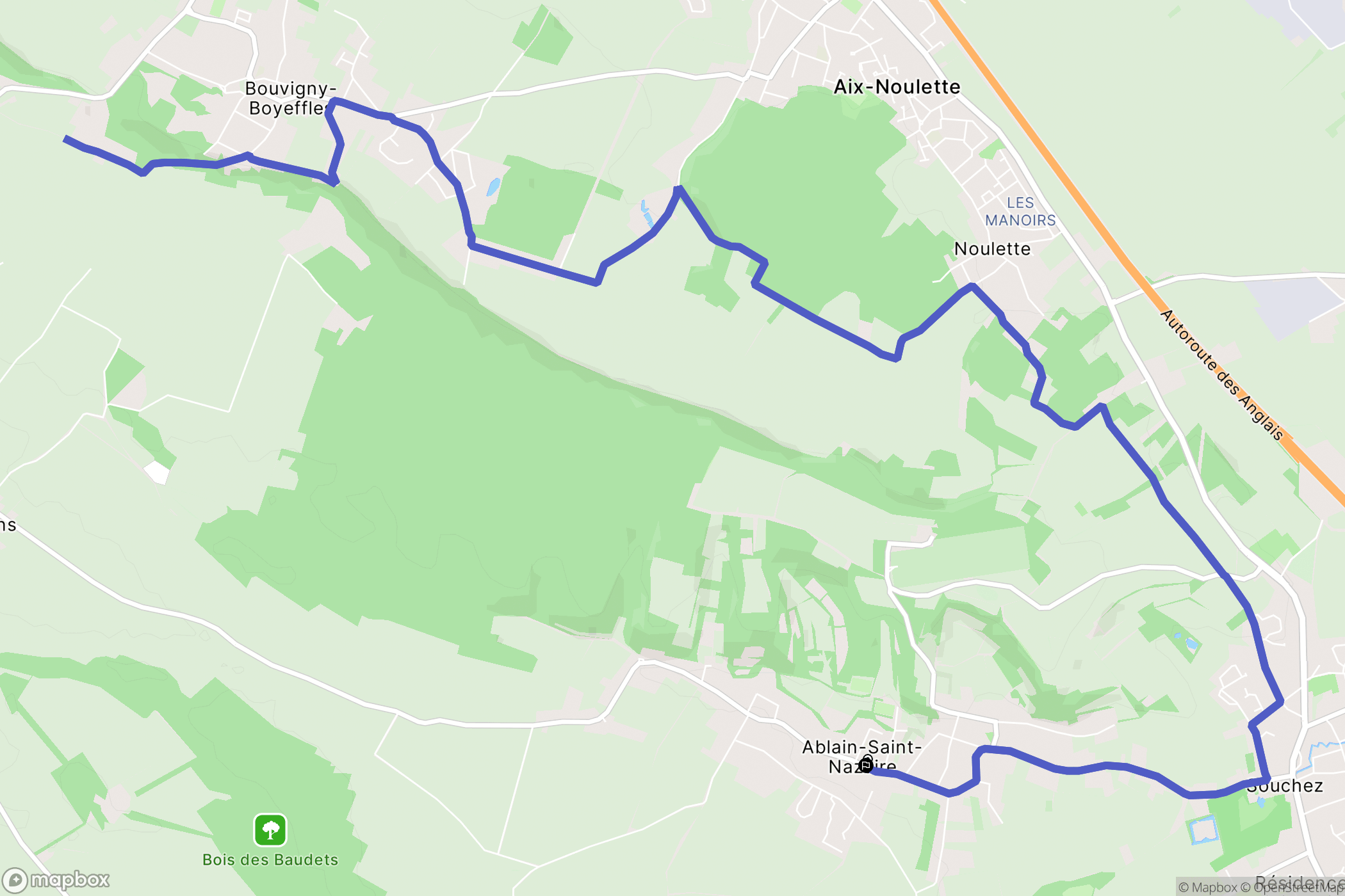Ablain-Saint-Nazaire : carte du parcours de randonnée - France