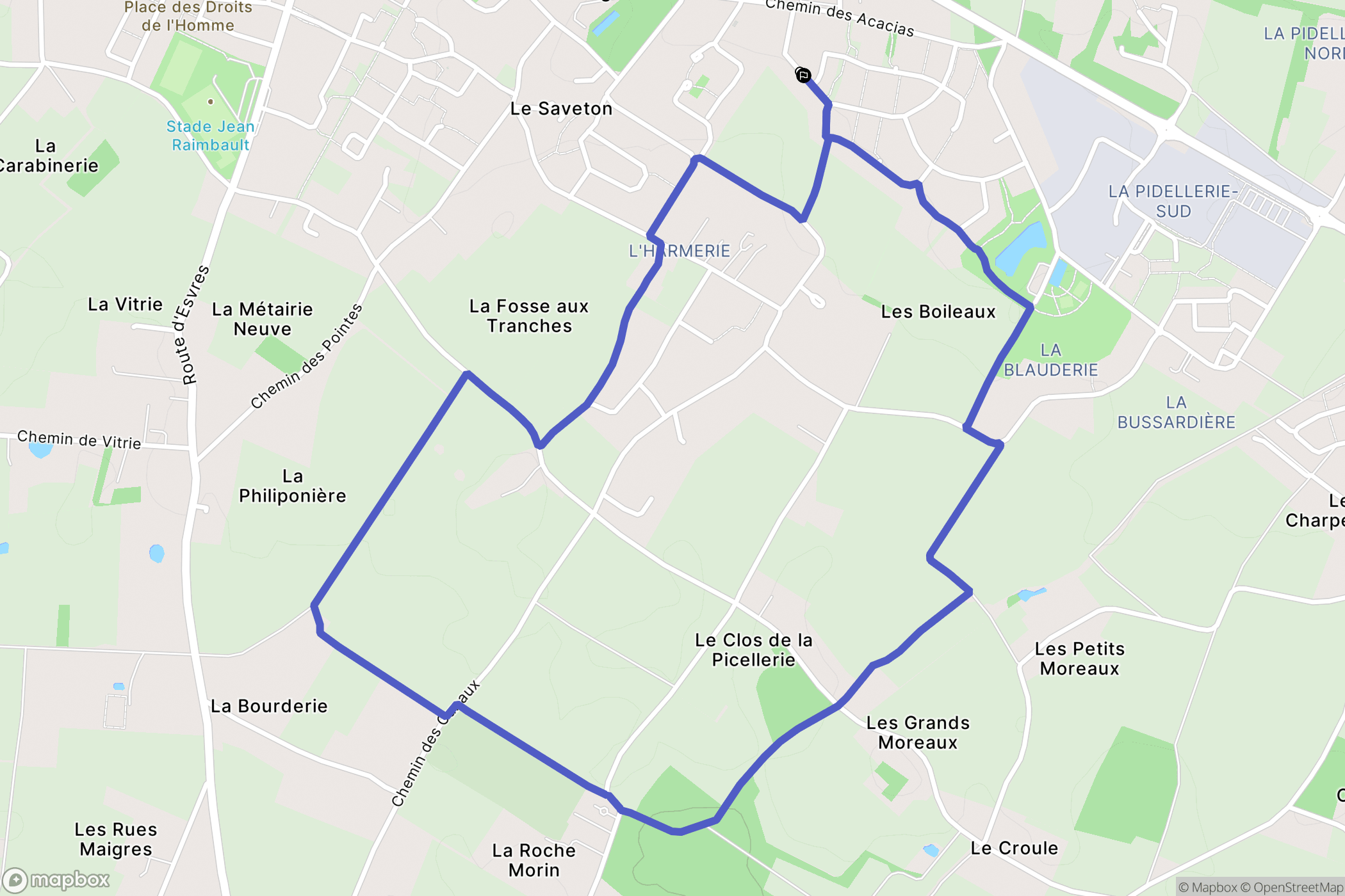 Véretz : carte du parcours de randonnée - France