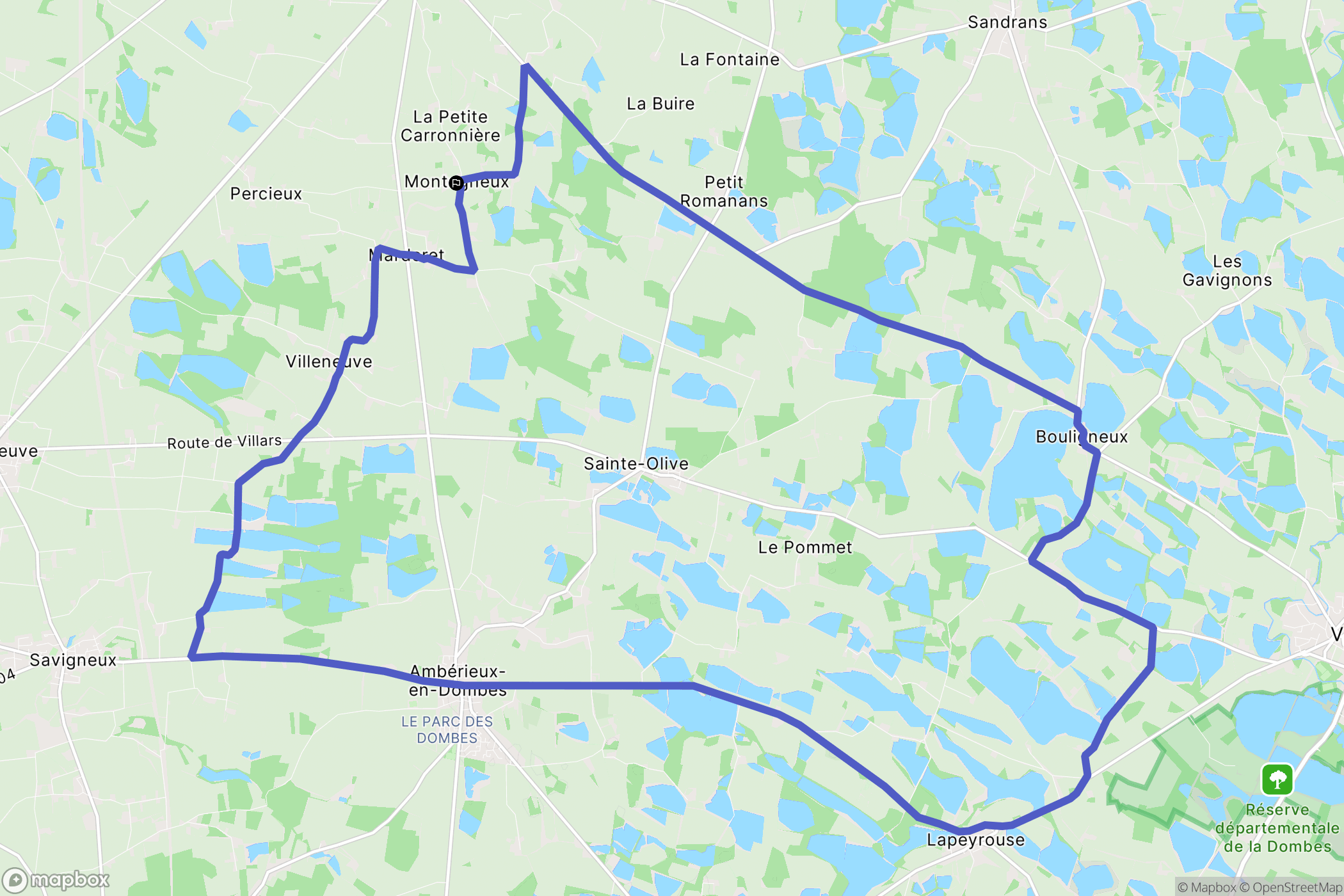 Saint-Trivier-sur-Moignans : carte du parcours de randonnée - France