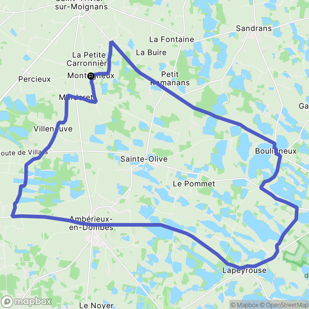 Saint-Trivier-sur-Moignans : carte du parcours de randonnée - France