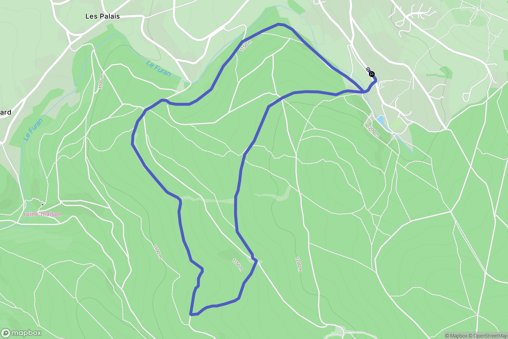 Le Bessat : carte du parcours de randonnée - France