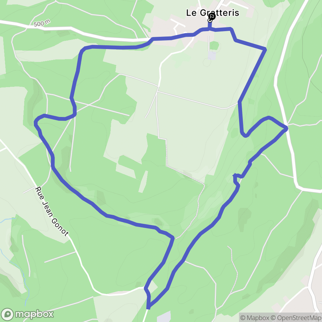 Le Gratteris : carte du parcours de randonnée - France