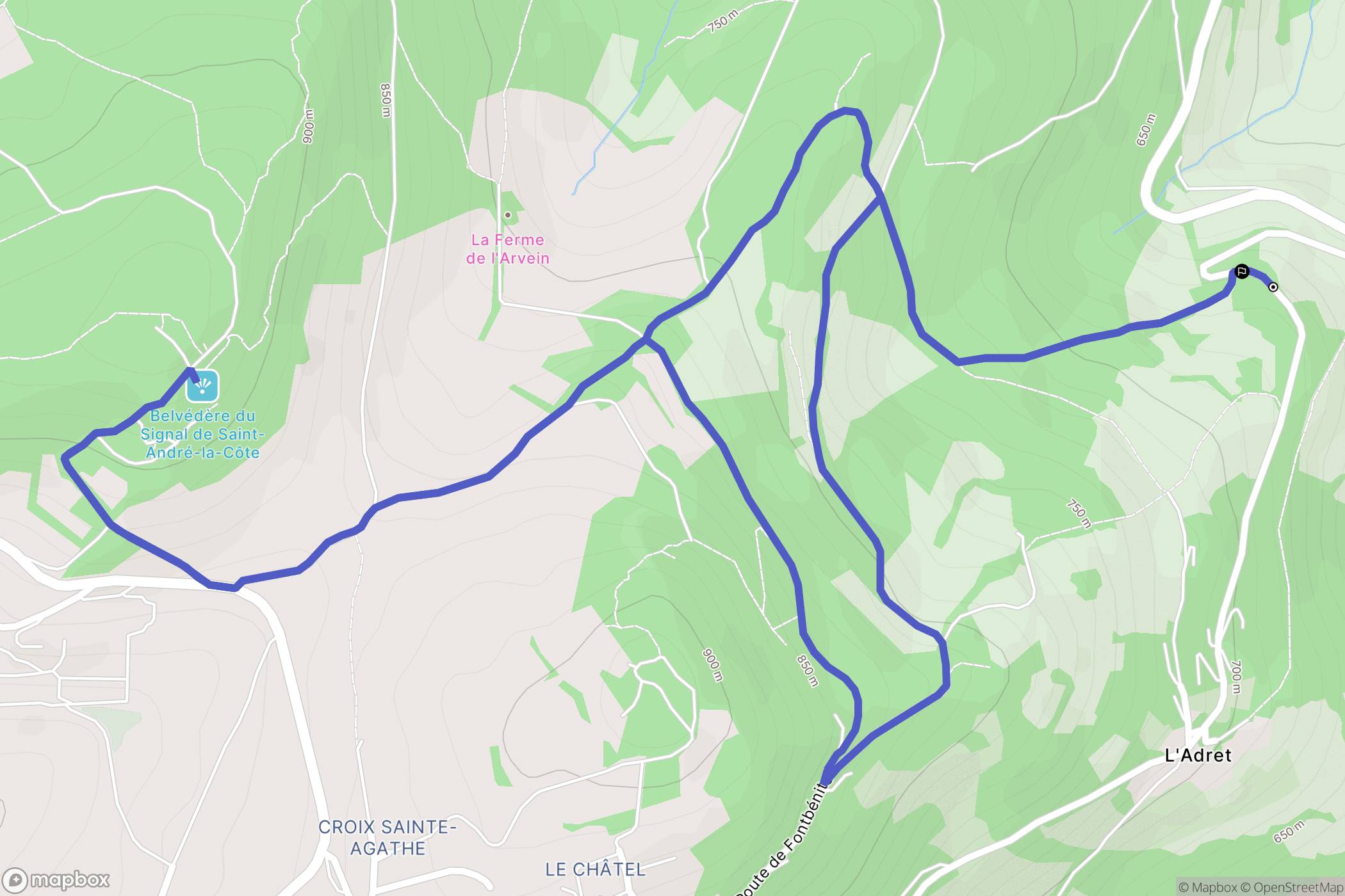 Chaussan : carte du parcours de randonnée - France