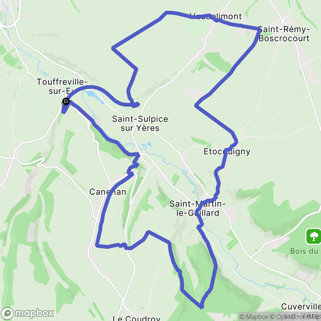 Touffreville-sur-Eu : carte du parcours de randonnée - France