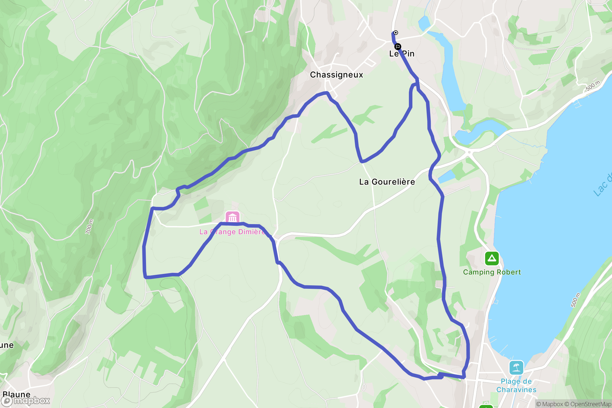 Villages du Lac de Paladru : carte du parcours de randonnée - France