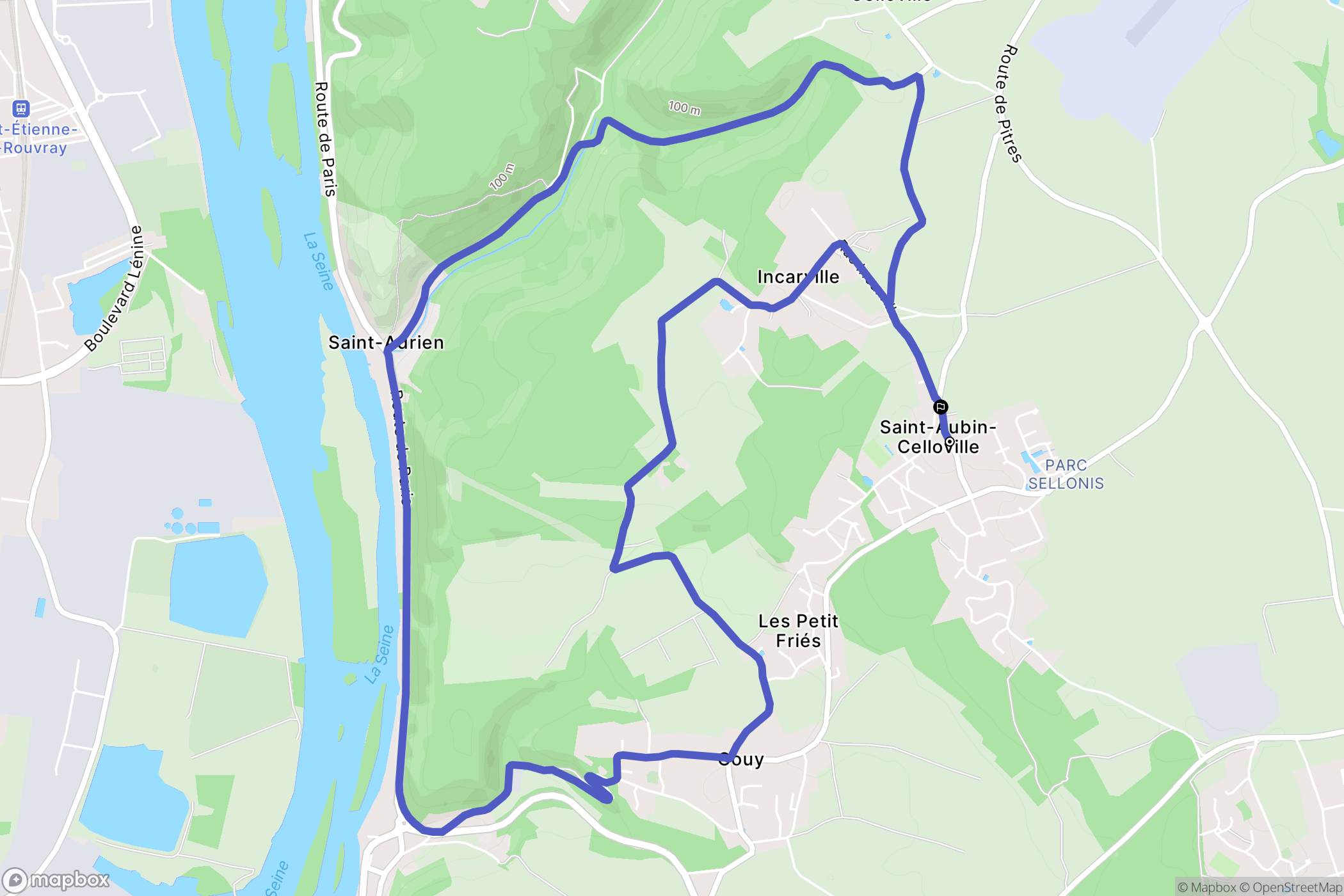 Saint-Aubin-Celloville : carte du parcours de randonnée - France