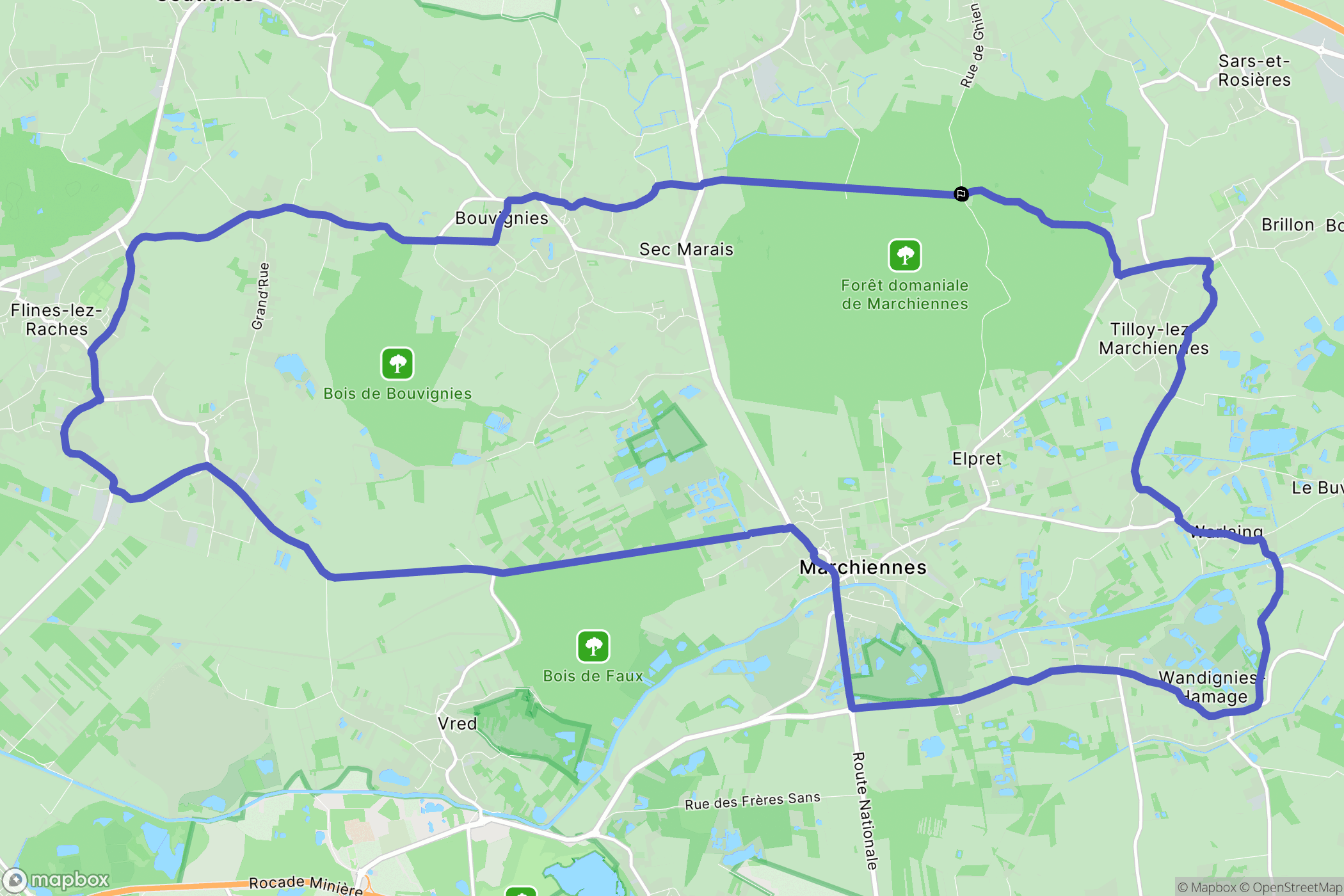 Marchiennes : carte du parcours de randonnée - France