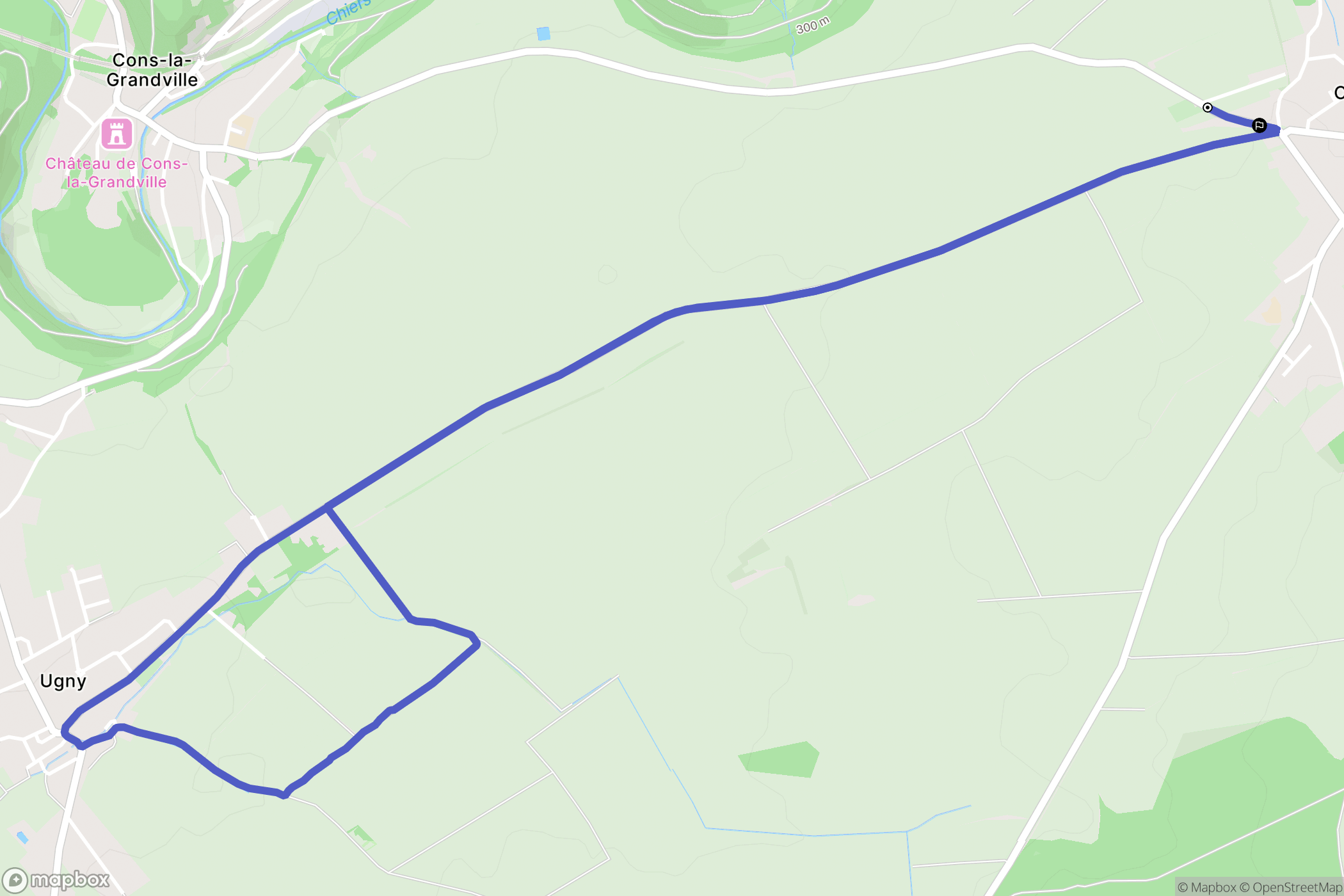 Cutry : carte du parcours de randonnée - France