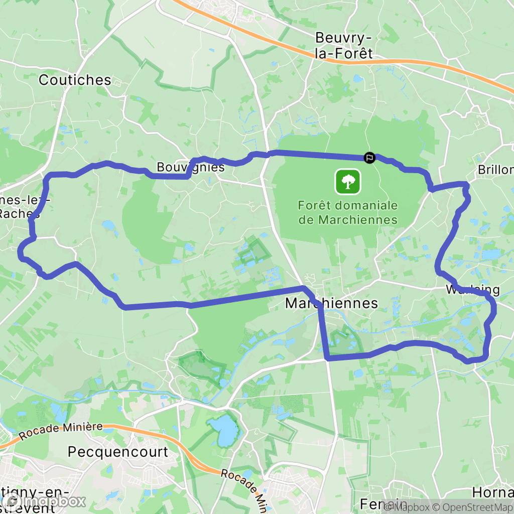 Marchiennes : carte du parcours de randonnée - France