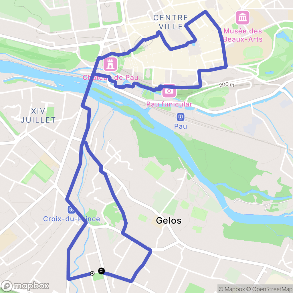 Gelos : carte du parcours de randonnée - France