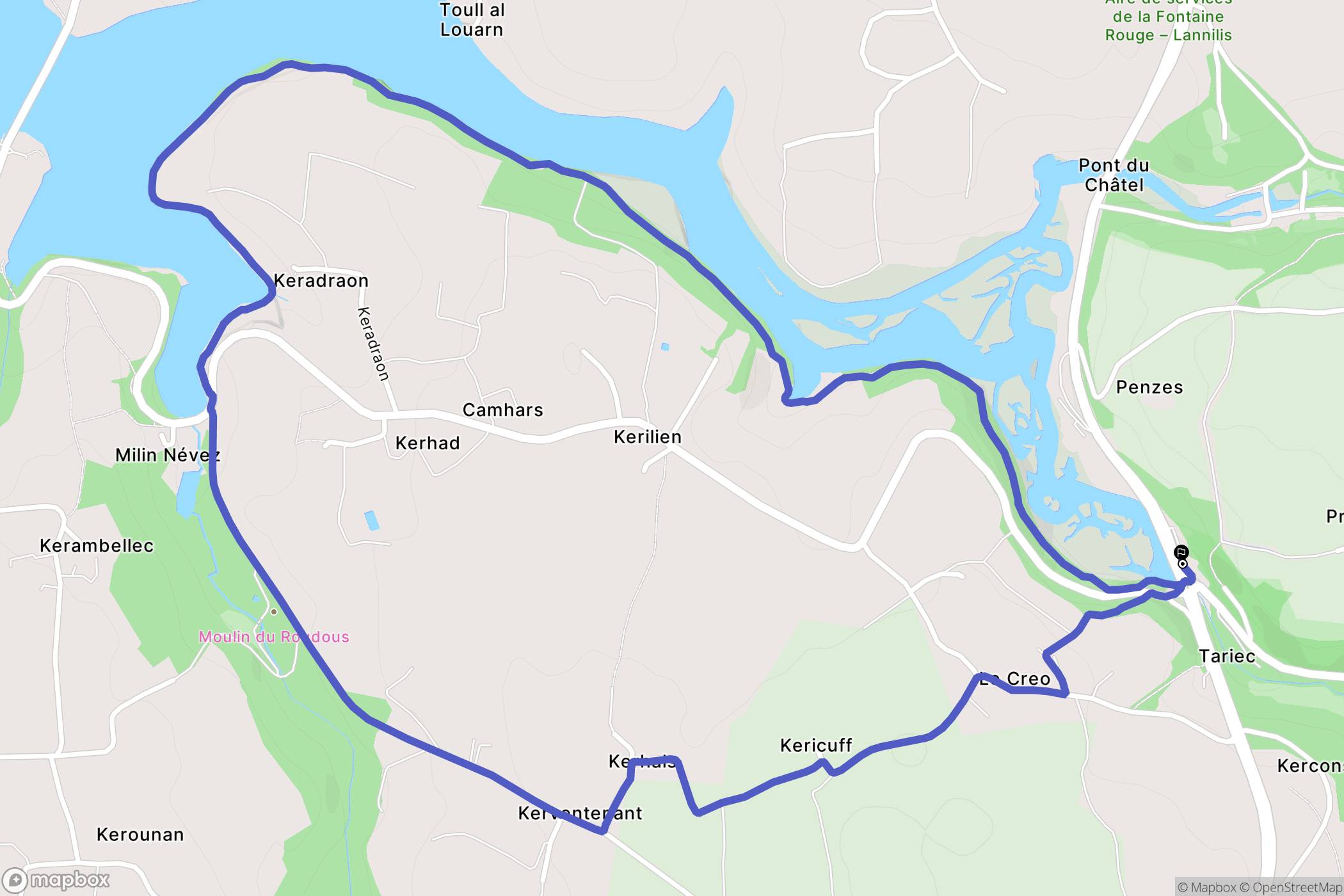 Tréglonou : carte du parcours de randonnée - France
