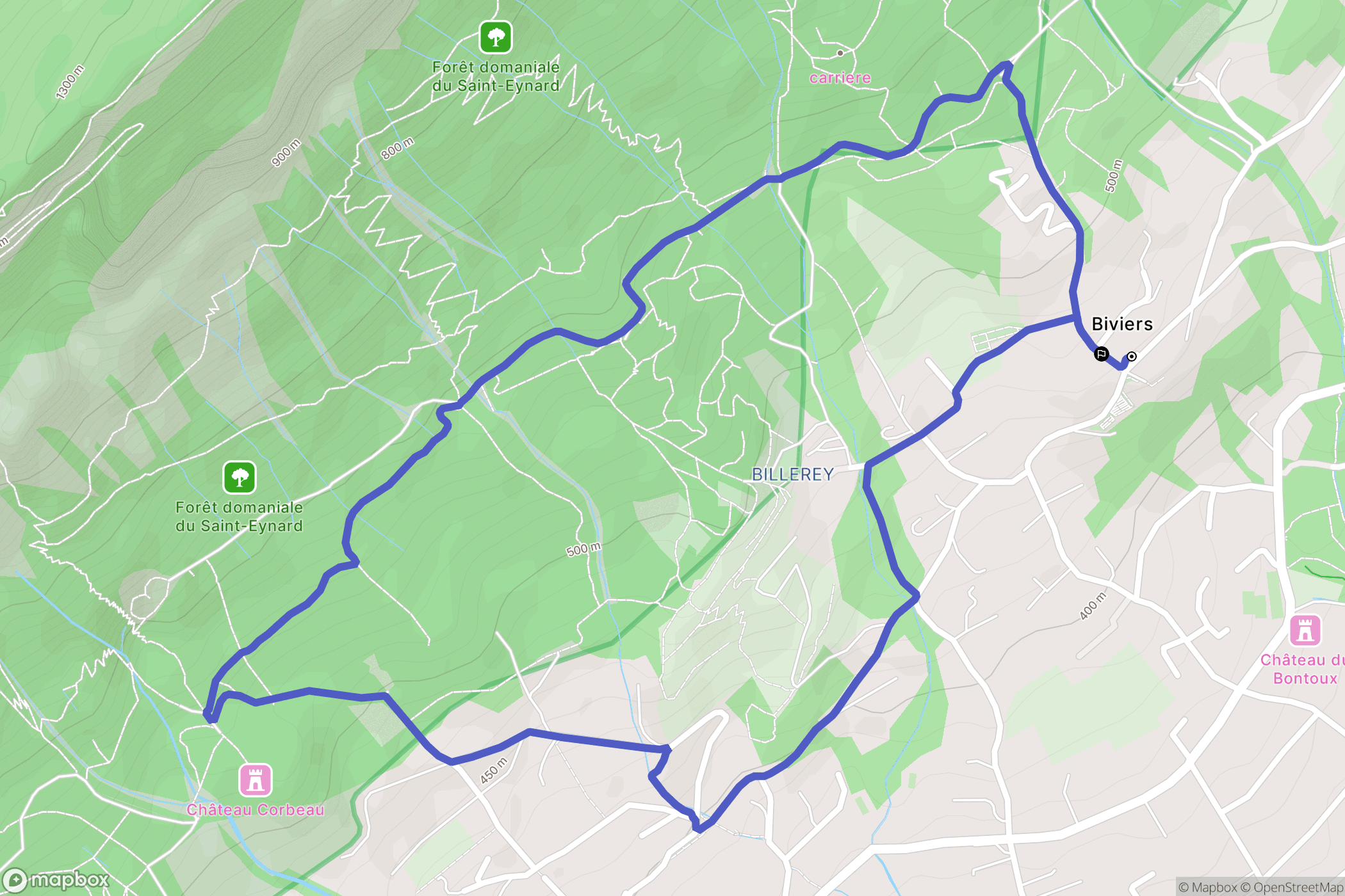 Biviers : carte du parcours de randonnée - France