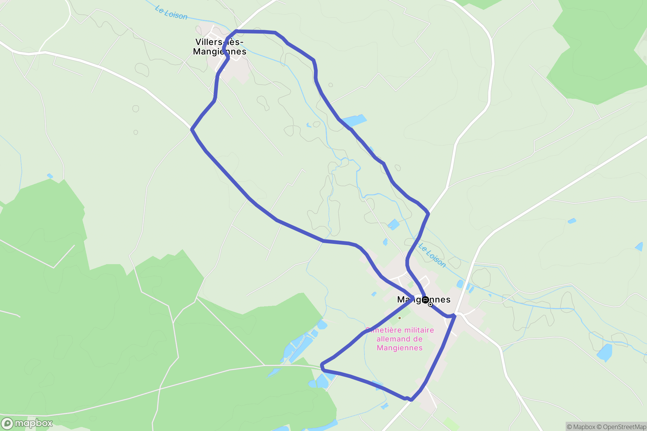 Mangiennes : carte du parcours de randonnée - France