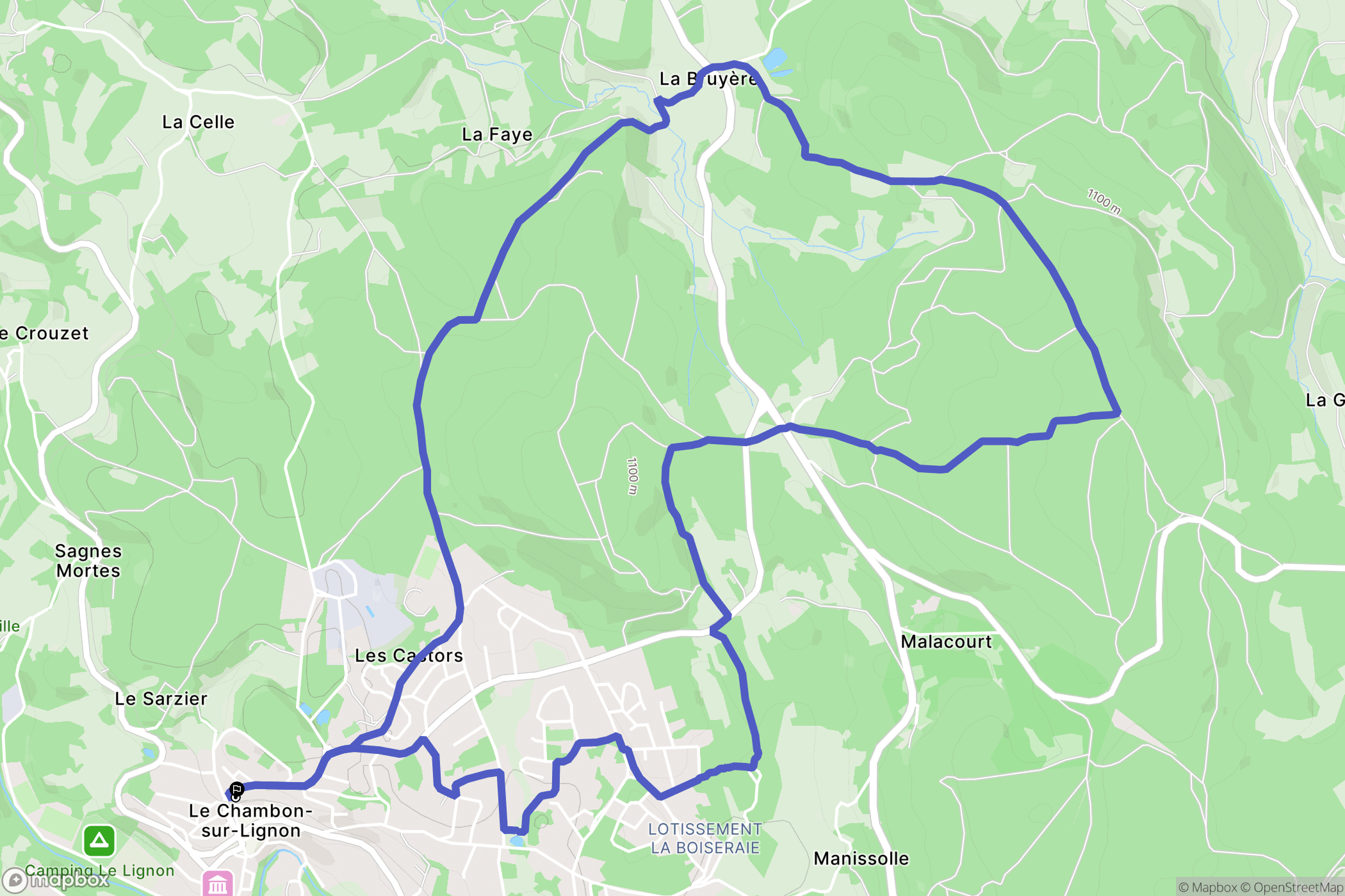 Le Chambon-sur-Lignon : carte du parcours de randonnée - France