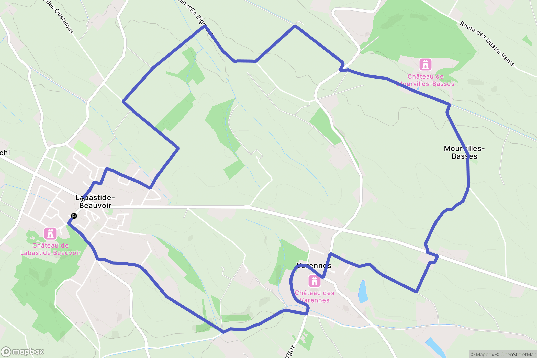 Labastide-Beauvoir : carte du parcours de randonnée - France