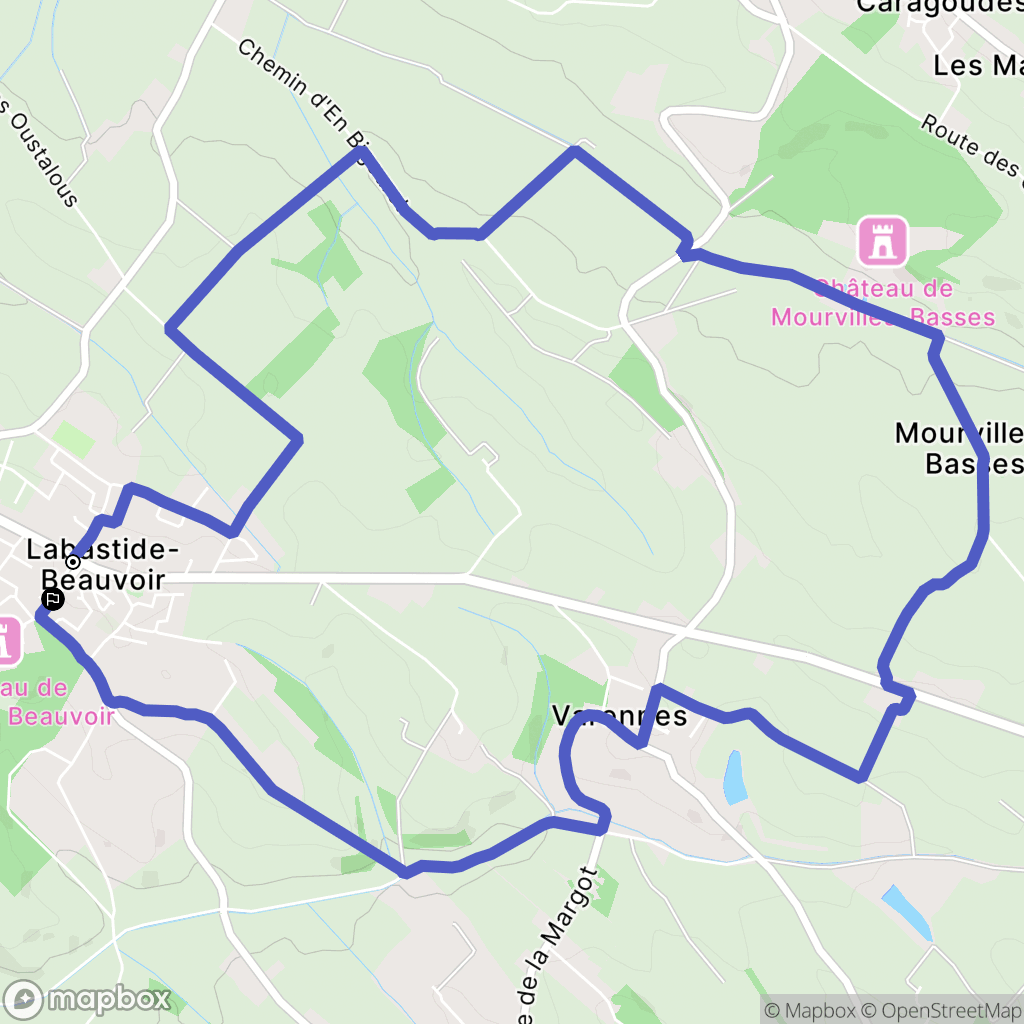 Labastide-Beauvoir : carte du parcours de randonnée - France