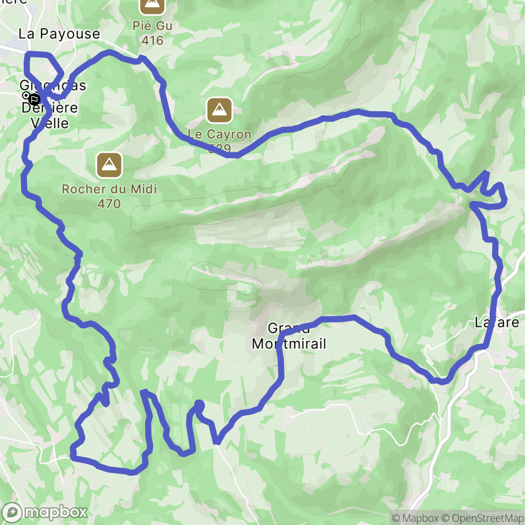 Gigondas : carte du parcours de randonnée - France