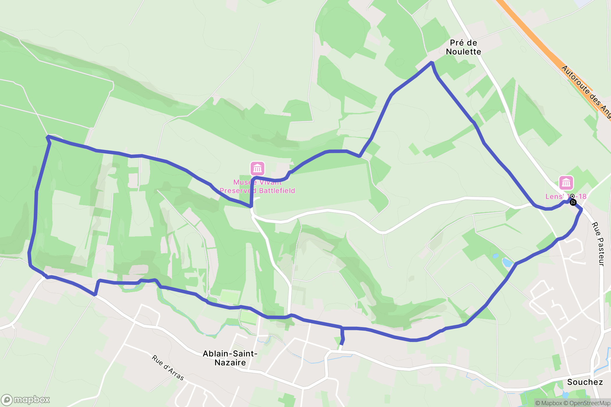 Souchez : carte du parcours de randonnée - France