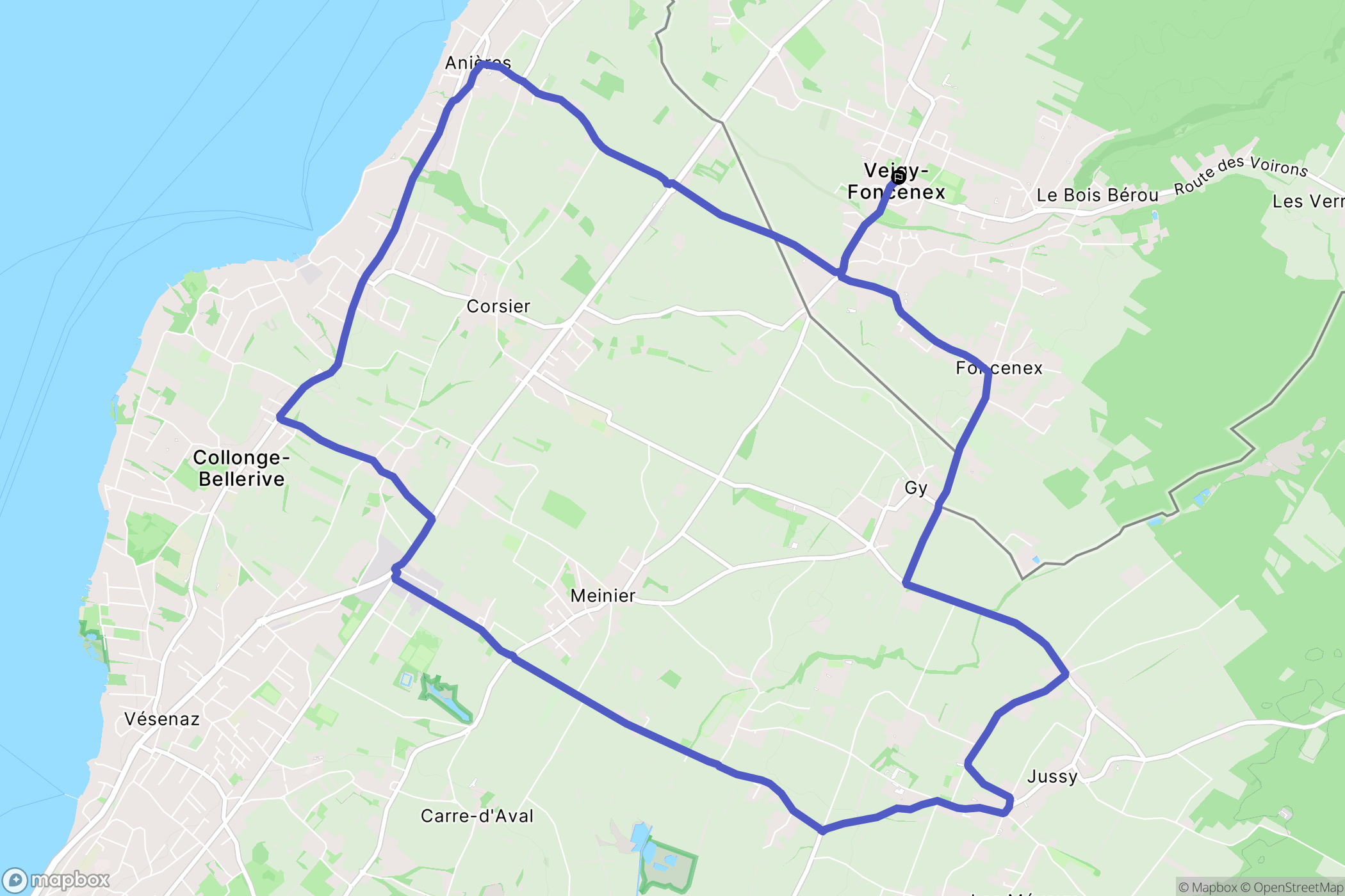 Veigy-Foncenex : carte du parcours de randonnée - France