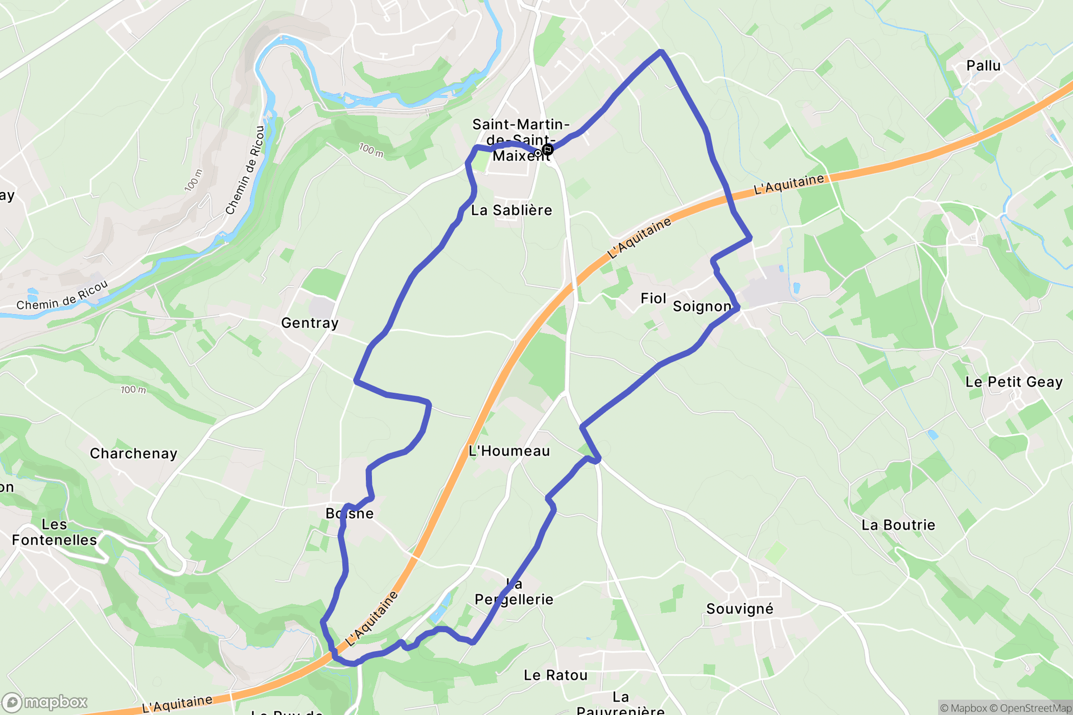 Saint-Martin-de-Saint-Maixent : carte du parcours de randonnée - France