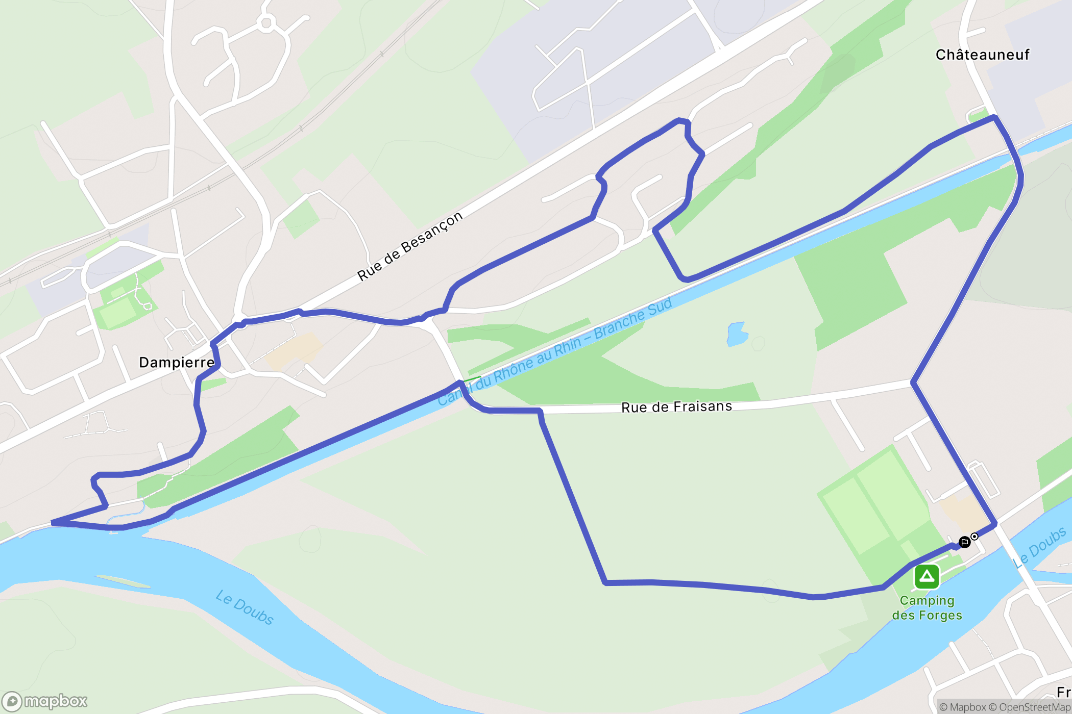 Fraisans : carte du parcours de randonnée - France