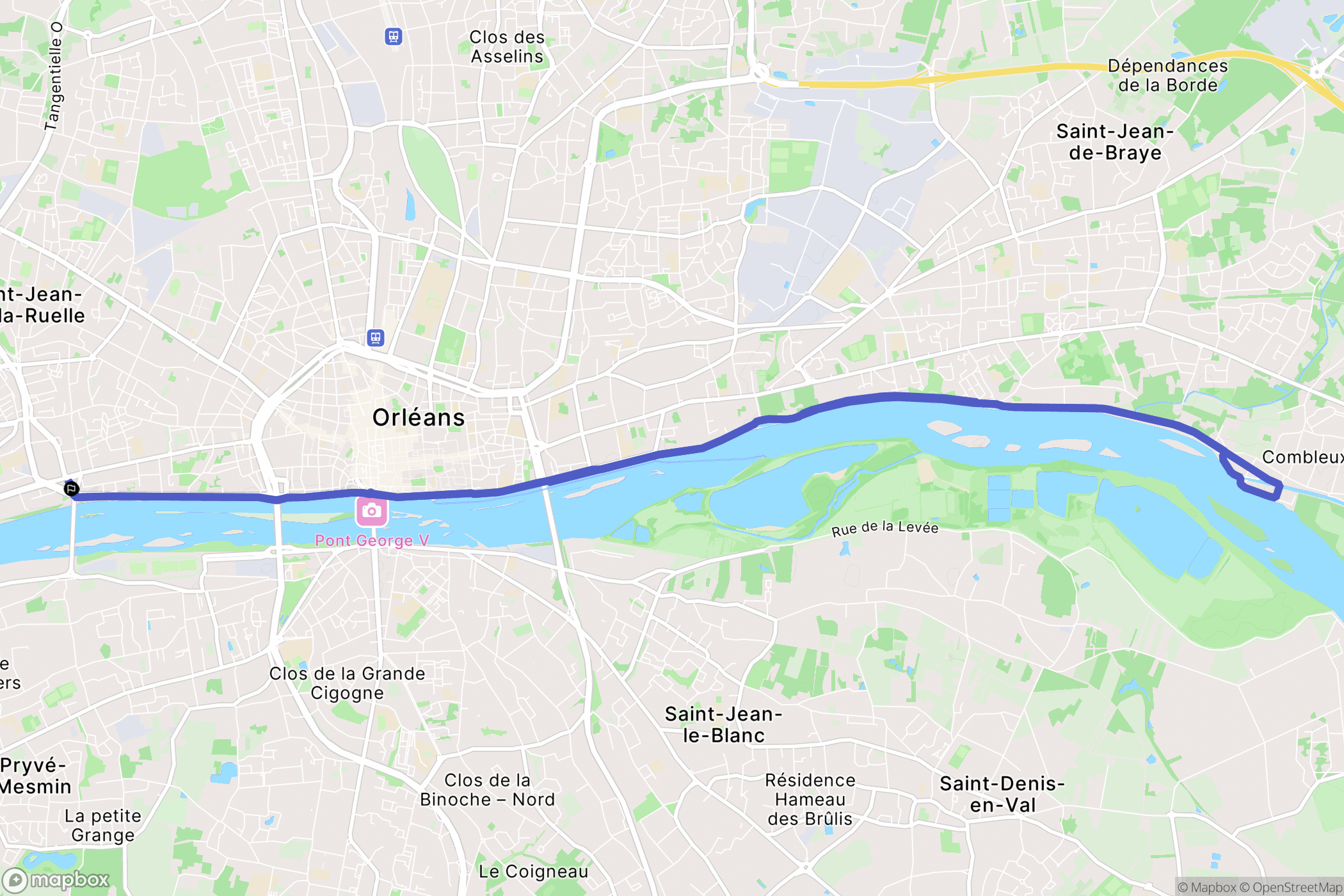 Orléans : carte du parcours de randonnée - France