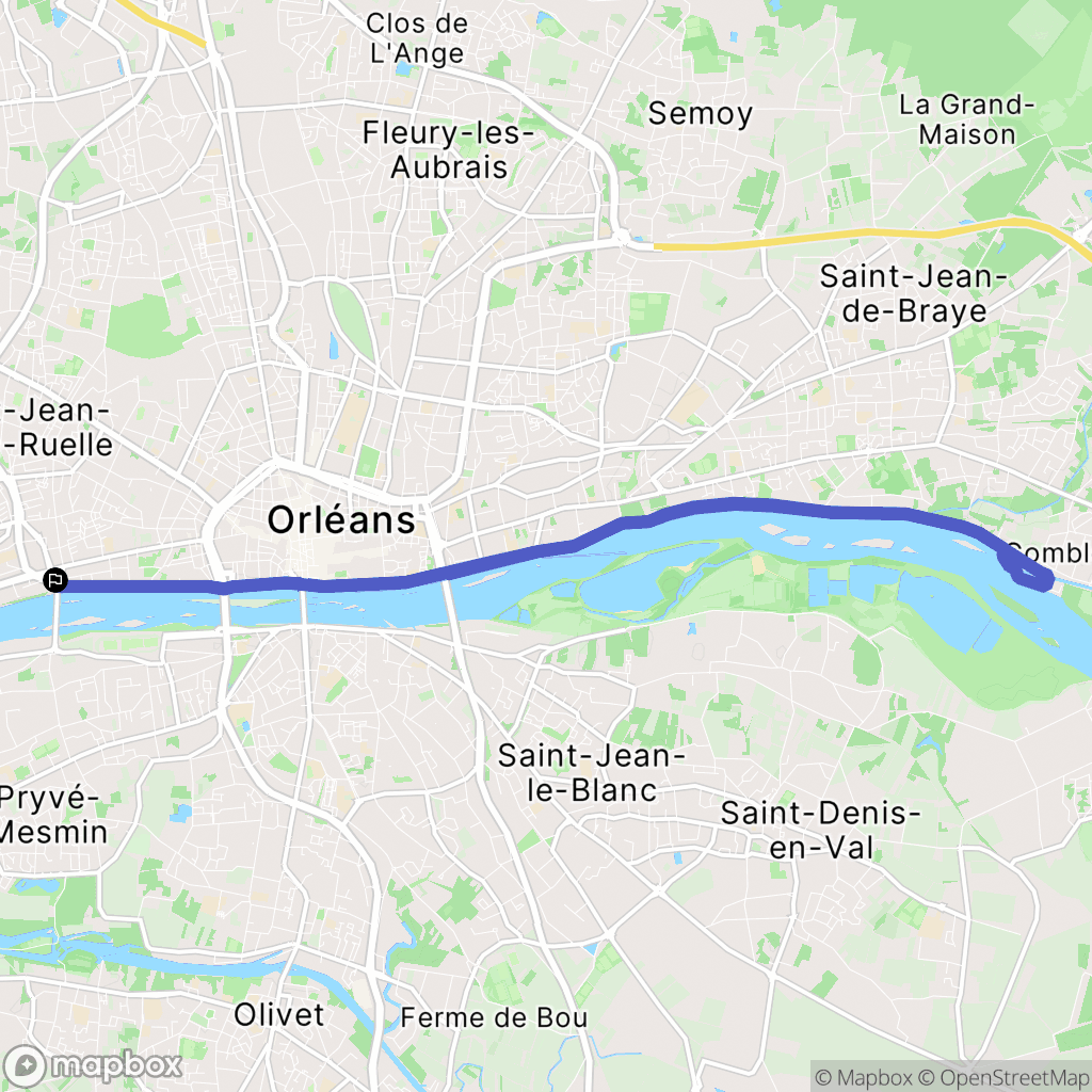 Orléans : carte du parcours de randonnée - France
