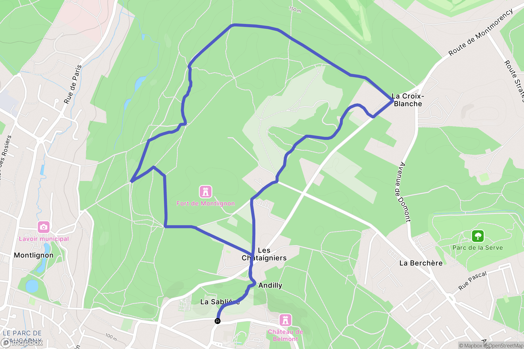 Andilly : carte du parcours de randonnée - France