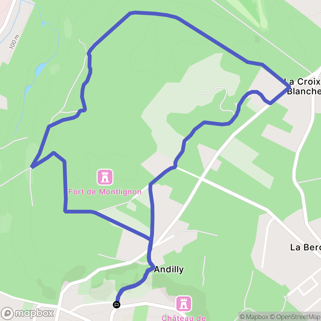 Andilly : carte du parcours de randonnée - France