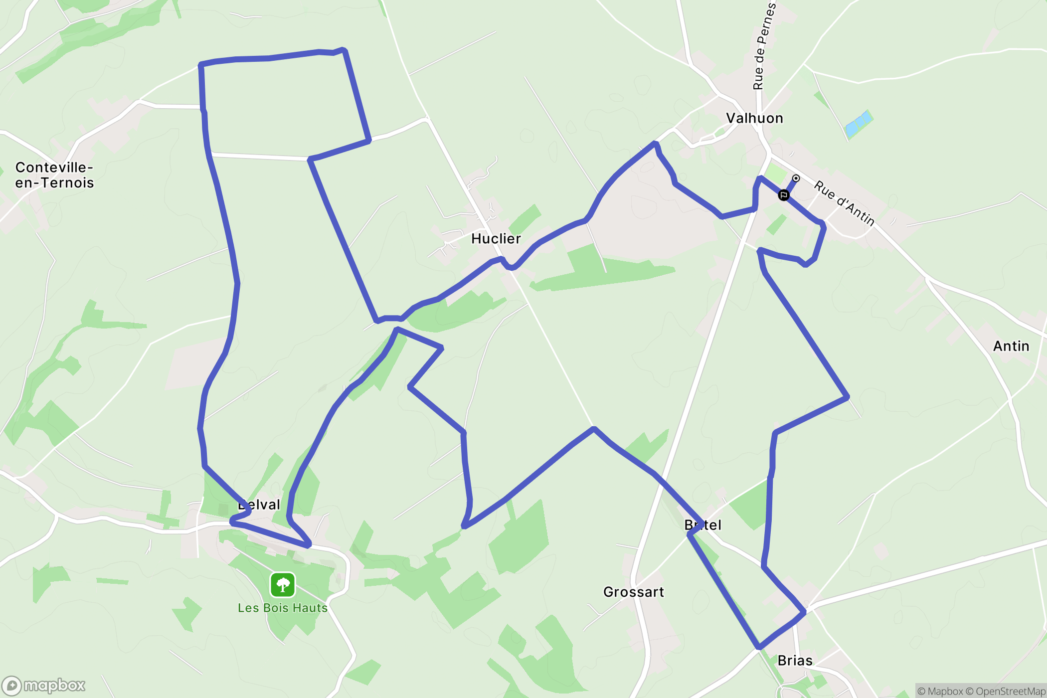 Valhuon : carte du parcours de randonnée - France