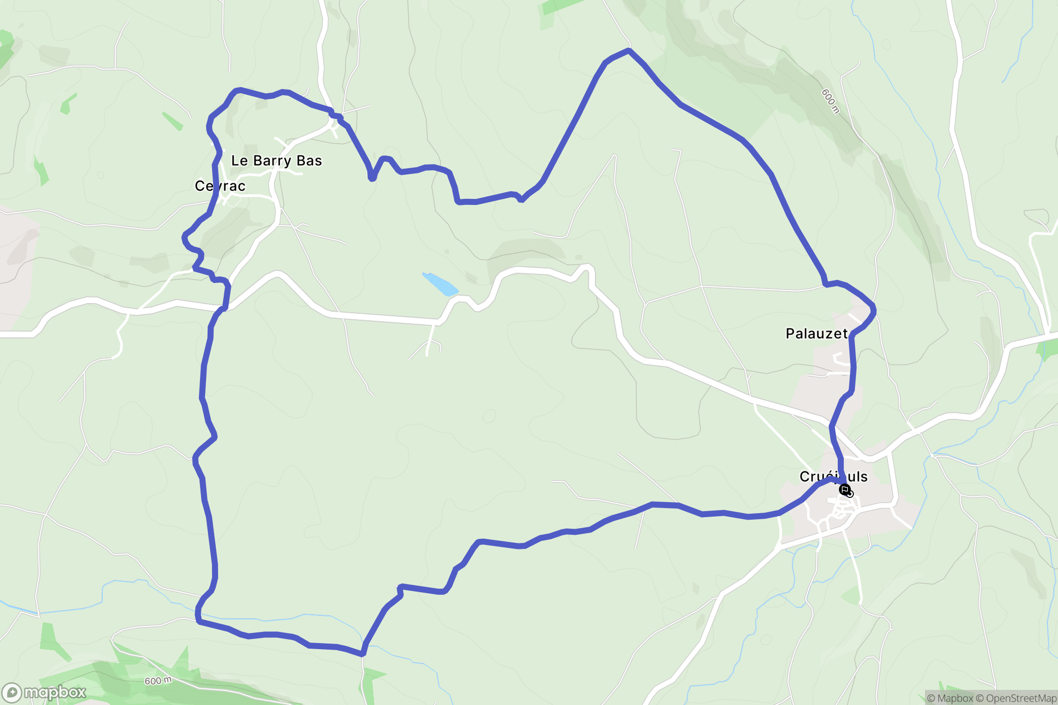 Palmas d'Aveyron : carte du parcours de randonnée - France